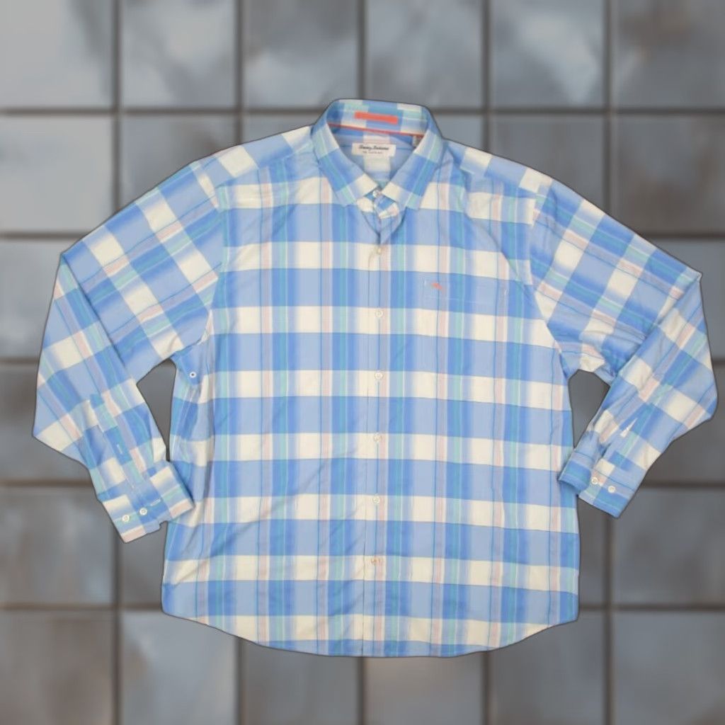 Tommy Bahama Tommy Bahama Button-Up Shirt Men Extra Large Blue Long Sleeve Check Size US XL / EU 56 / 4 - 1 Thumbnail