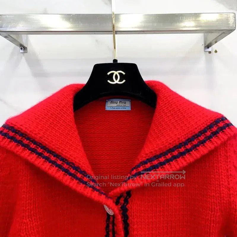 Miu Miu Miu Miu Red Wool Long Sleeve Top . Size XS / US 0-2 / IT 36-38 - 2 Thumbnail