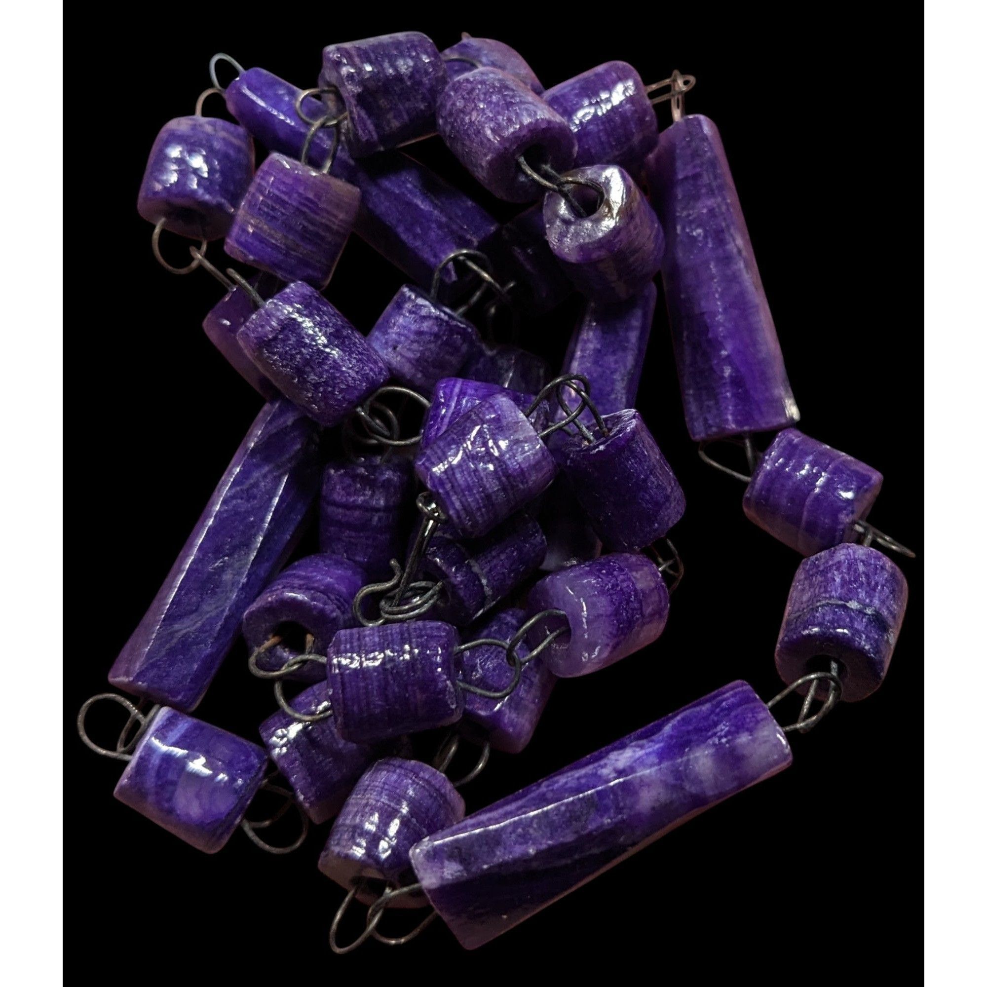 Other Handmade Rustic Purple Carved Stone Beaded Necklace Size ONE SIZE - 3 Thumbnail