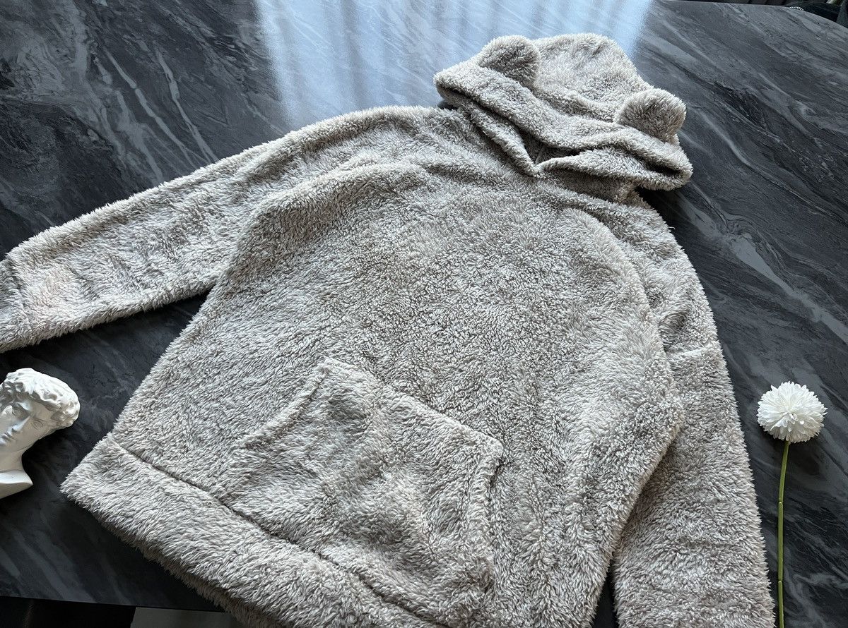 image of Gu : Bear Ear Fleece Hoodie Gray in Light Gray, Men's (Size Large)