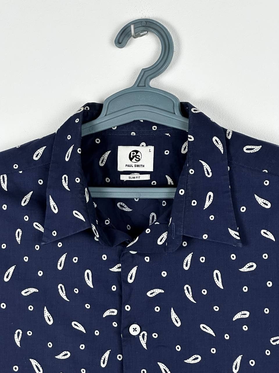 Designer × Paul Smith Paul Smith Navy Paisley Printed Luxury Shirt Size US L / EU 52-54 / 3 - 4 Thumbnail