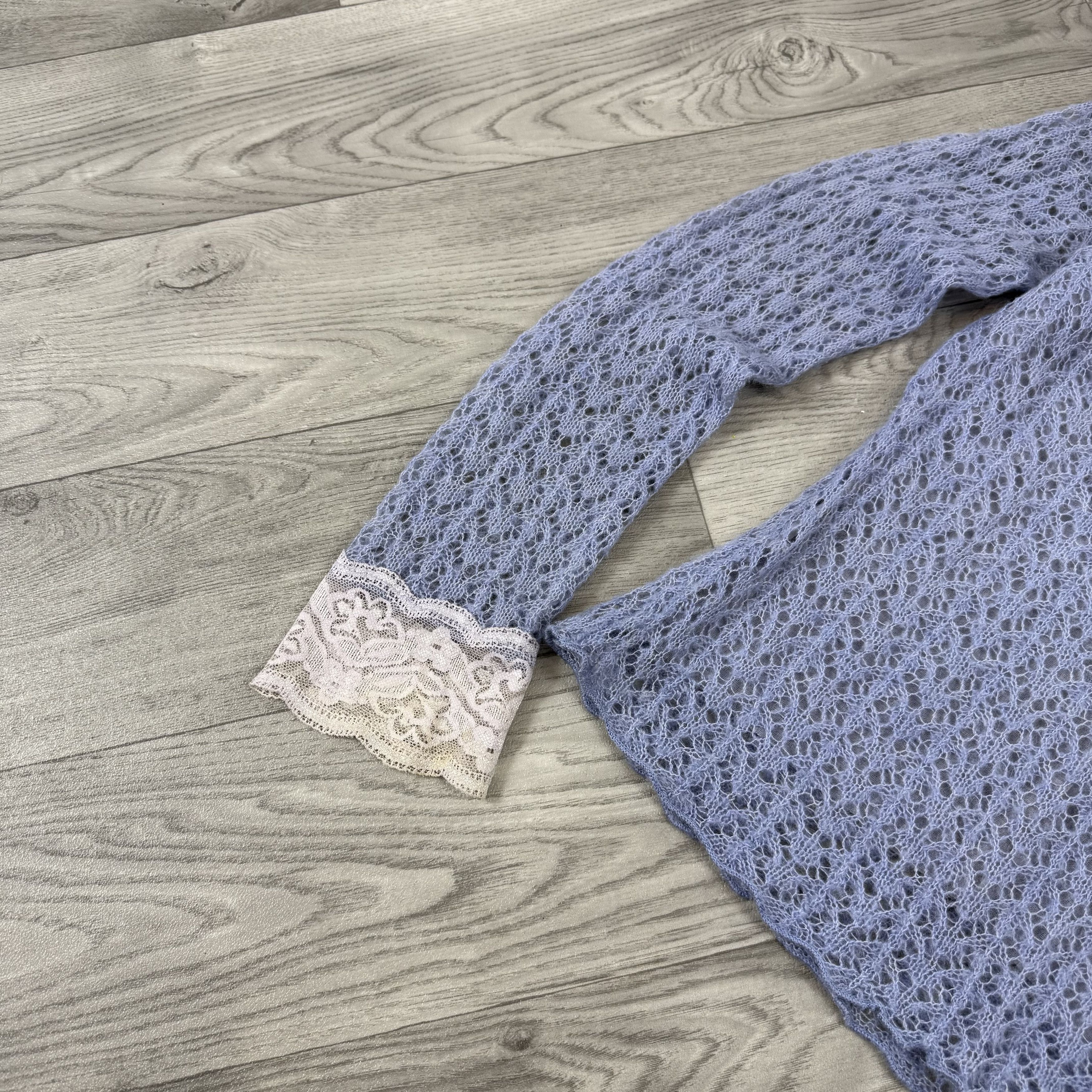 Vintage Vintage Mesh Net Lacework Blue Knit Blouse V-Neck Sweater Size S / US 4 / IT 40 - 6 Thumbnail