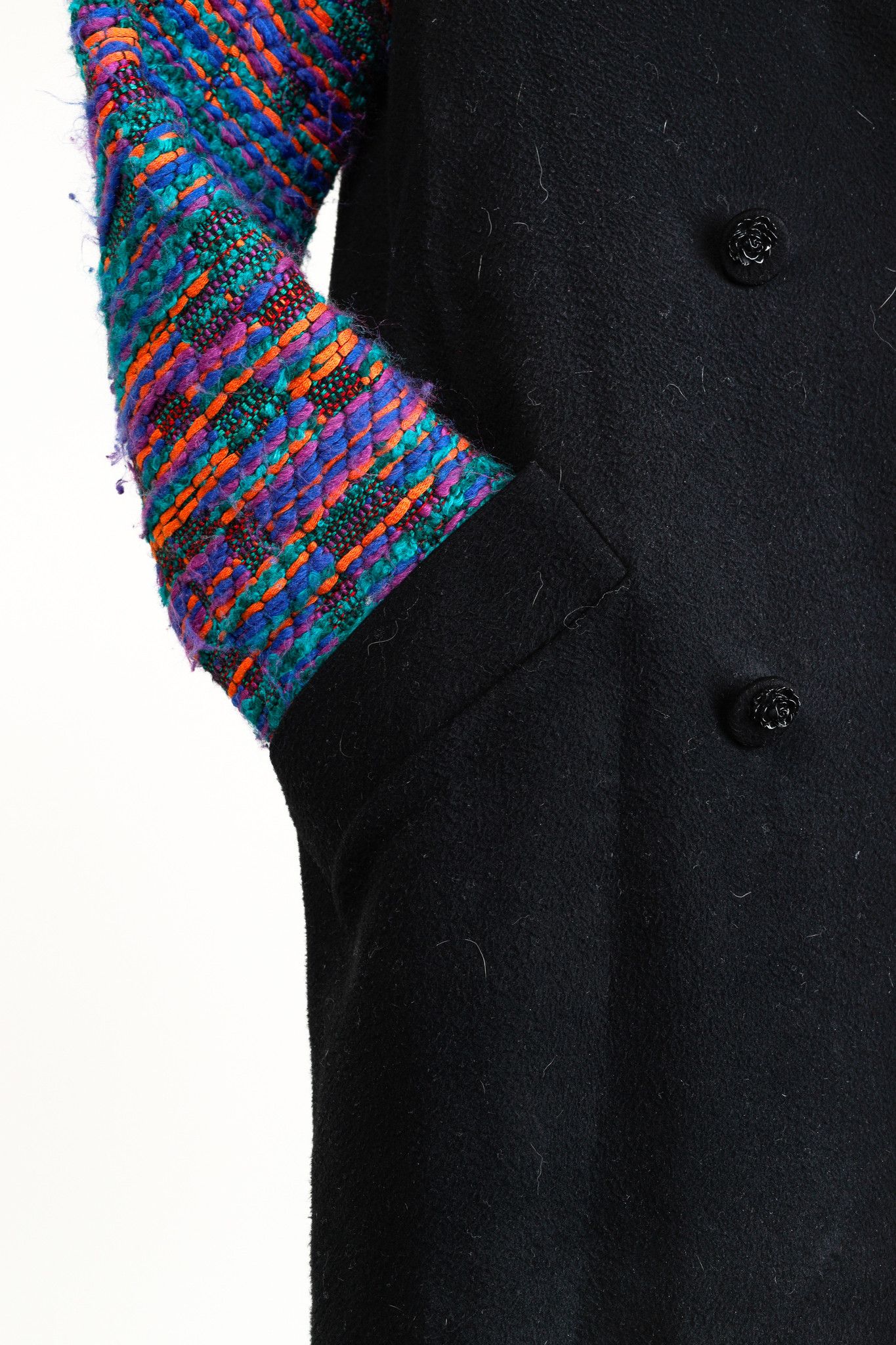 Other Calla Paris Fall 2013 Boucle Sleeve Multi-Material Pea Coat Size S / US 4 / IT 40 - 7 Thumbnail
