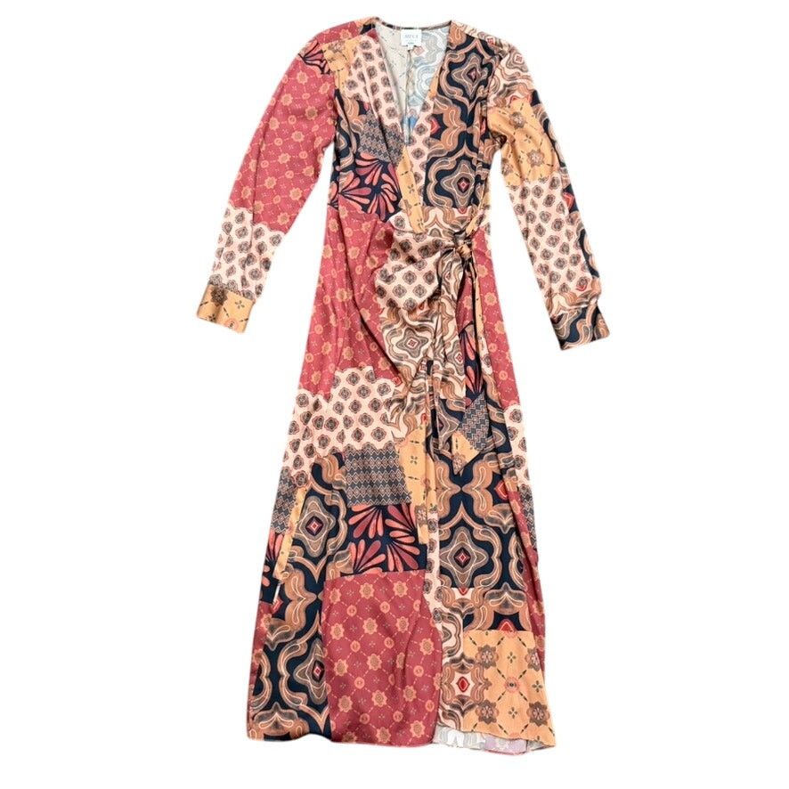MISA Los Angeles MISA Los Angeles Eliza Patchwork Wrap Dress, Size M Size M / US 6-8 / IT 42-44 - 4 Thumbnail