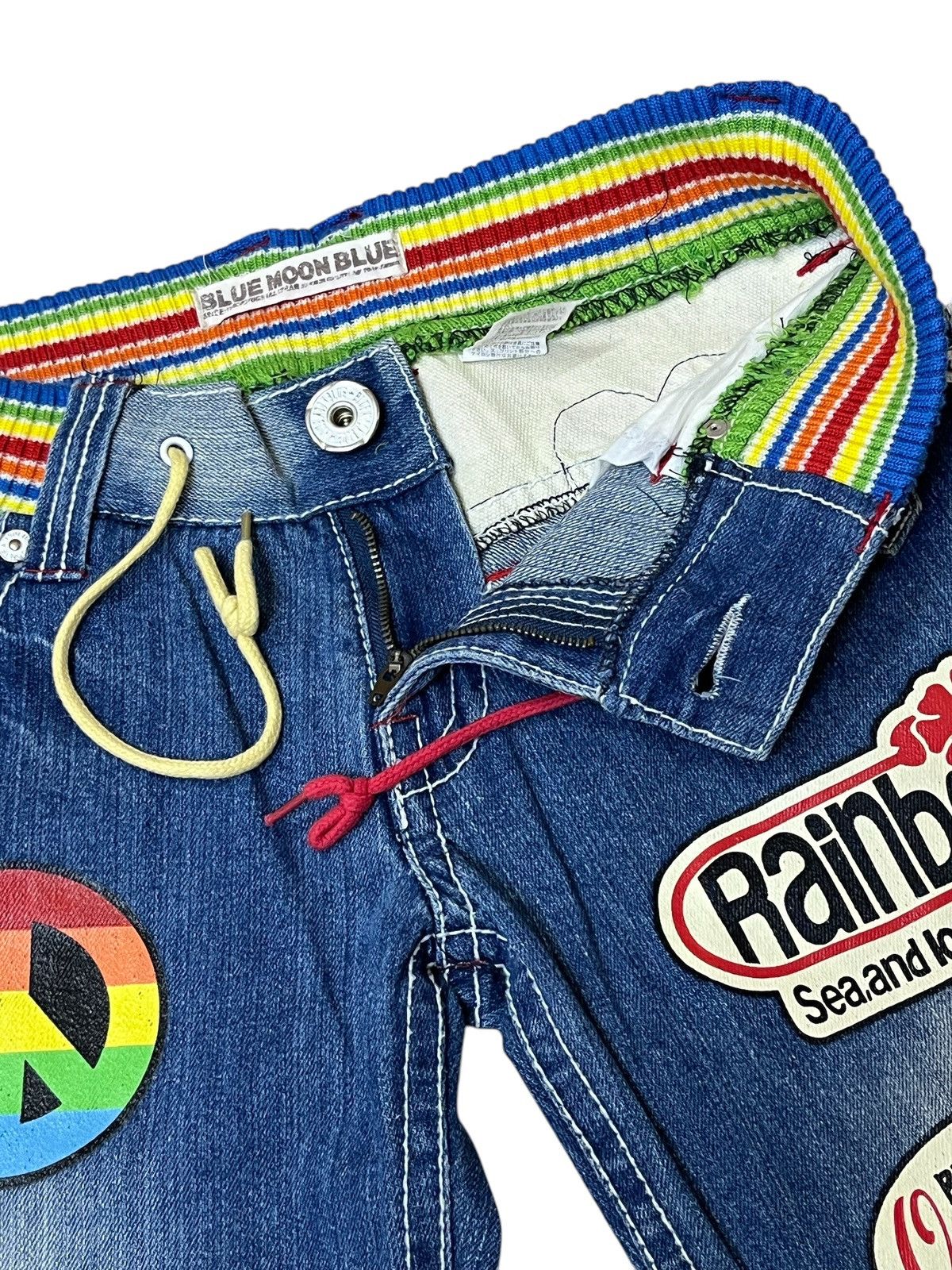 Japanese Brand SICK🔥JAPANESE BMB BLUE MOON BLUE DRAWSTRING WAIST JEANS Size US 32 / EU 48 - 8 Thumbnail