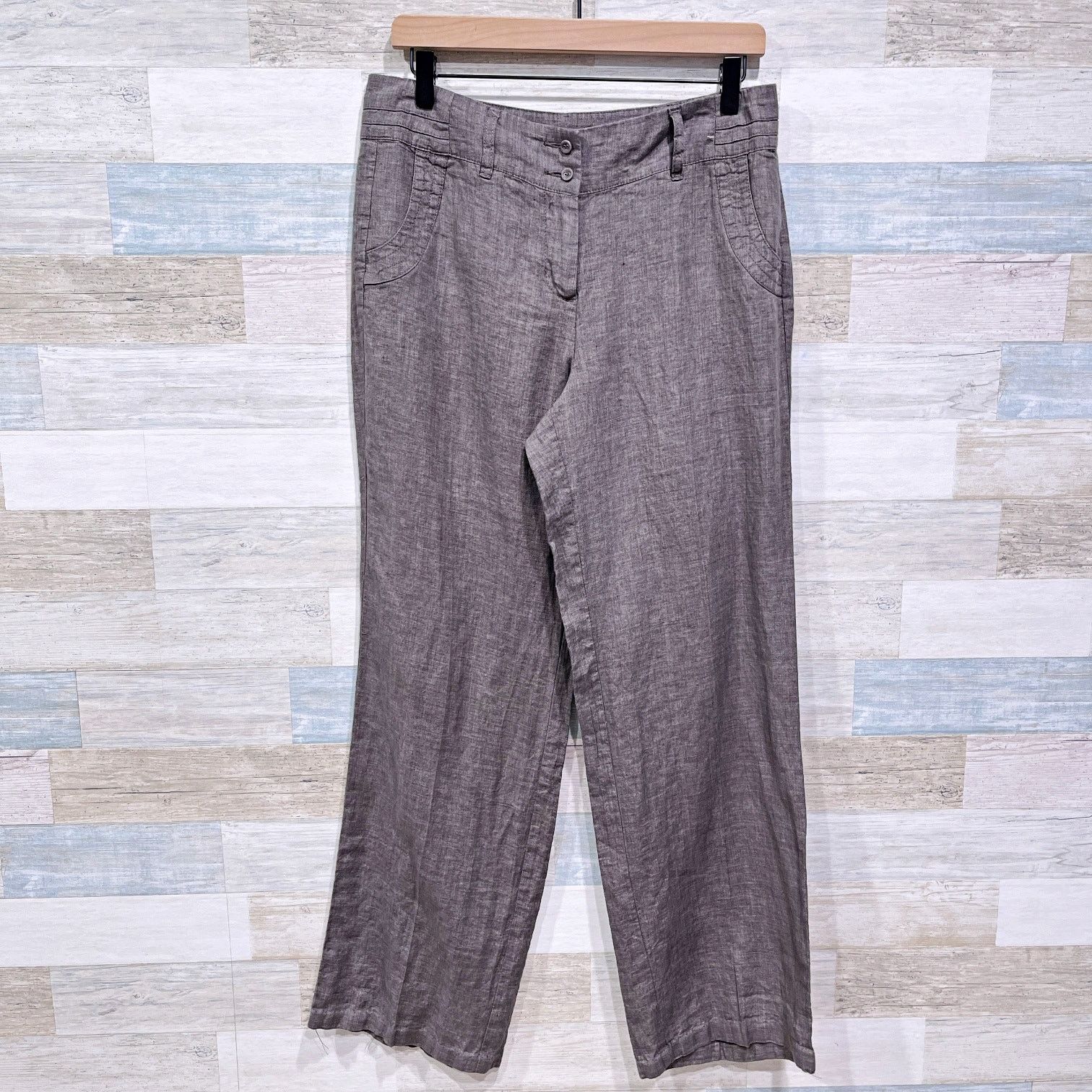Other Monsoon London Linen Wide Leg Trousers Gray High Rise US 8 Size 30" / US 8 / IT 44 - 1 Thumbnail
