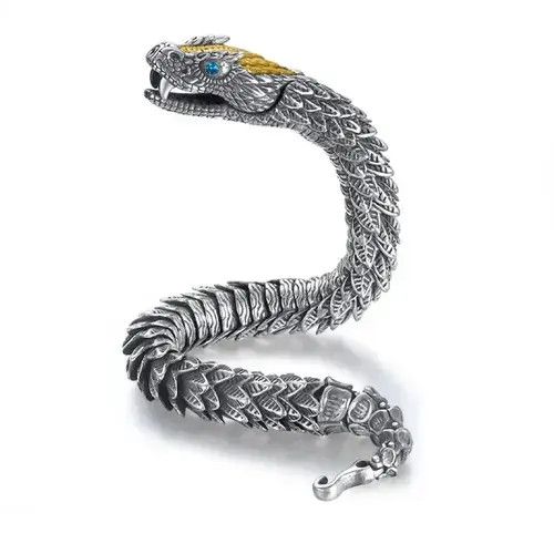 Handmade 24cm Retro Medusa Rattlesnake Bracelet Size ONE SIZE - 1 Thumbnail