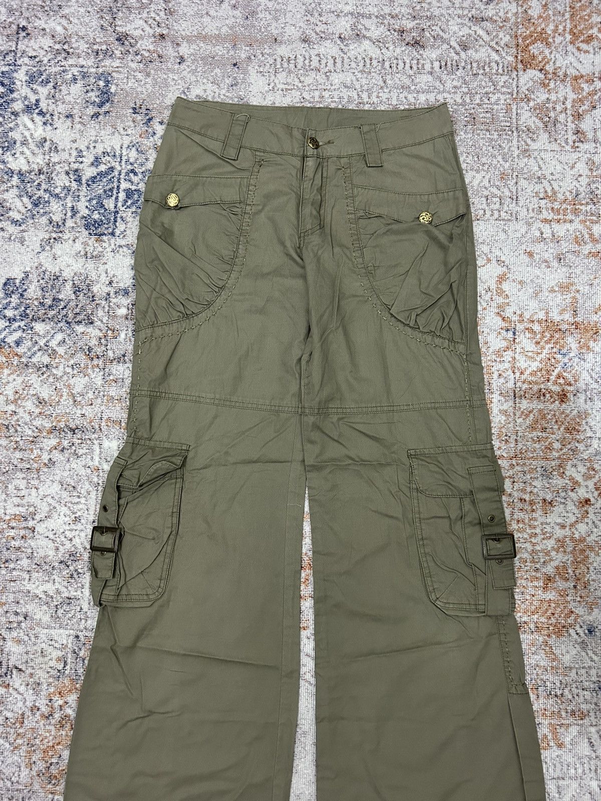 Le Grande Bleu (L.G.B.) Japanese Army Cargo Flare Pants Goa style Size US 28 / EU 44 - 6 Thumbnail