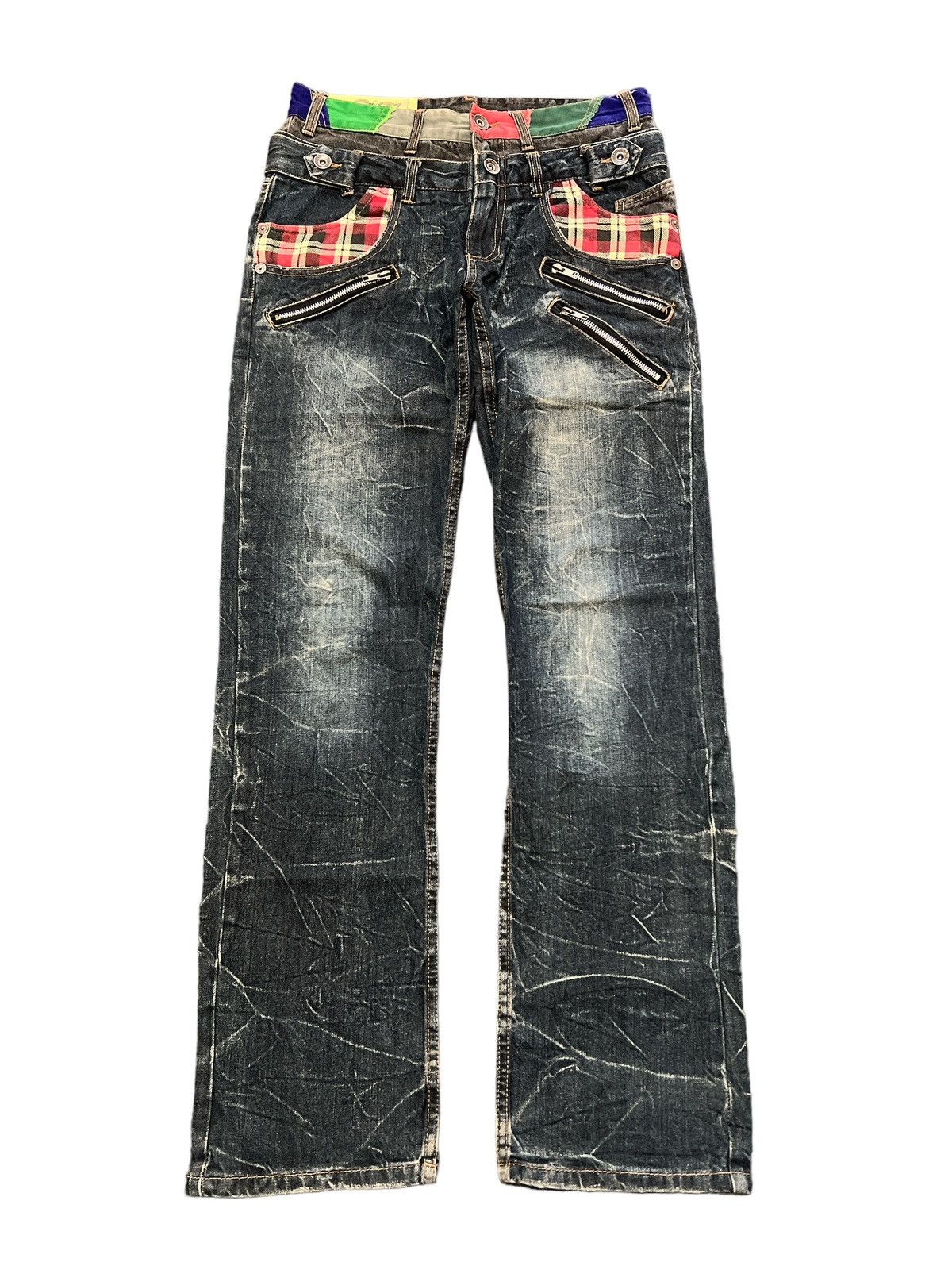 SICK‼️DOUBLE WAIST ANTFUL DISTRESSED DENIM PANT