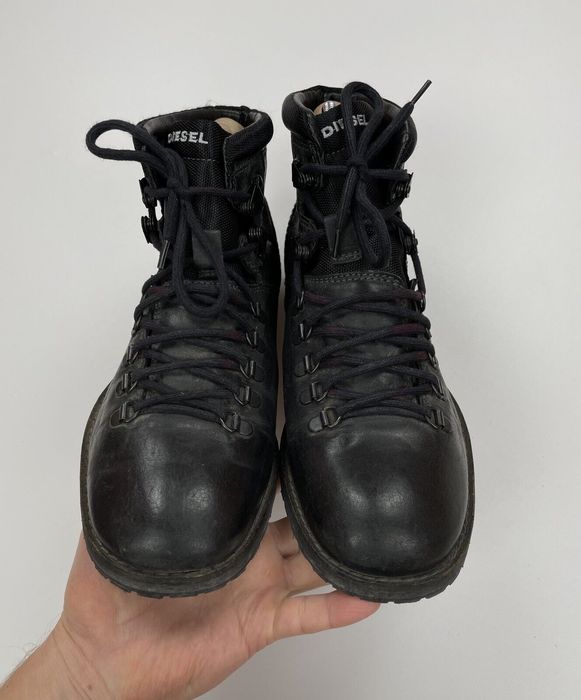 Diesel DIESEL MENS BLACK LEATHER COMBAT BOOTS Grailed