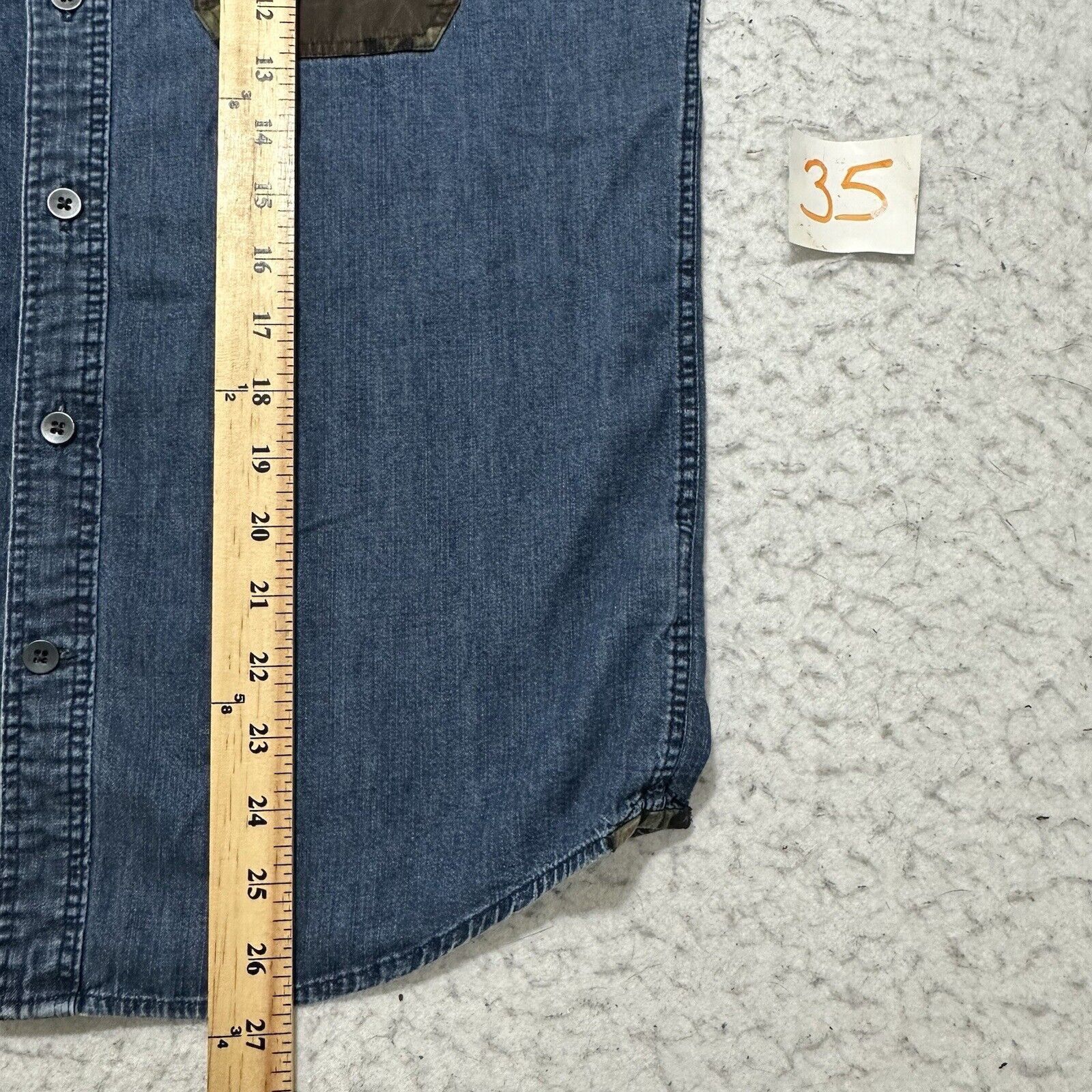 Express Express Small Blue Denim Button Down Shirt Green Camo Pocket Size US S / EU 44-46 / 1 - 8 Thumbnail