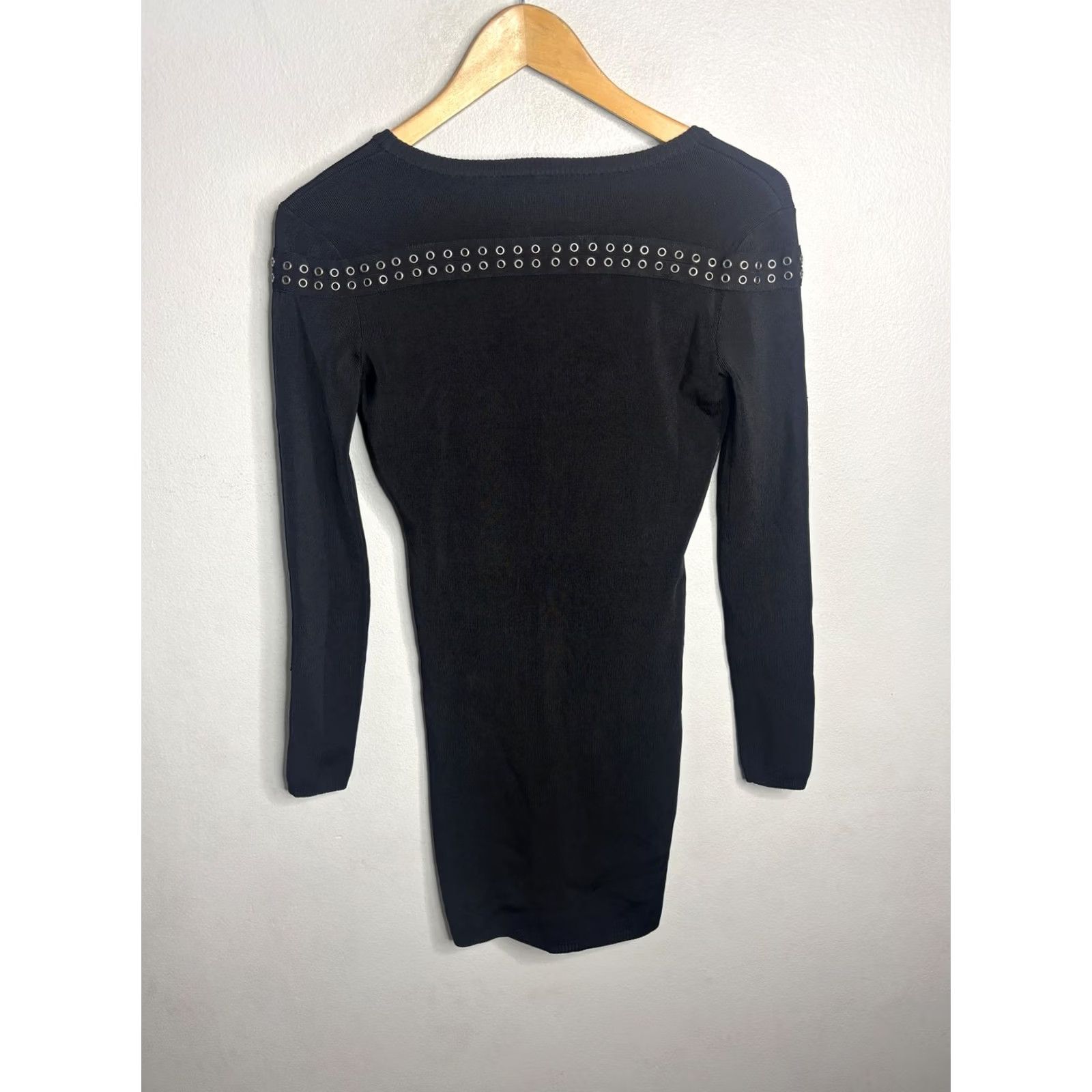 Gestuz Gestuz Sweater Dress Womens Small Black Eyelet Grommet Long Sleeve Bodycon Size S / US 4 / IT 40 - 4 Thumbnail