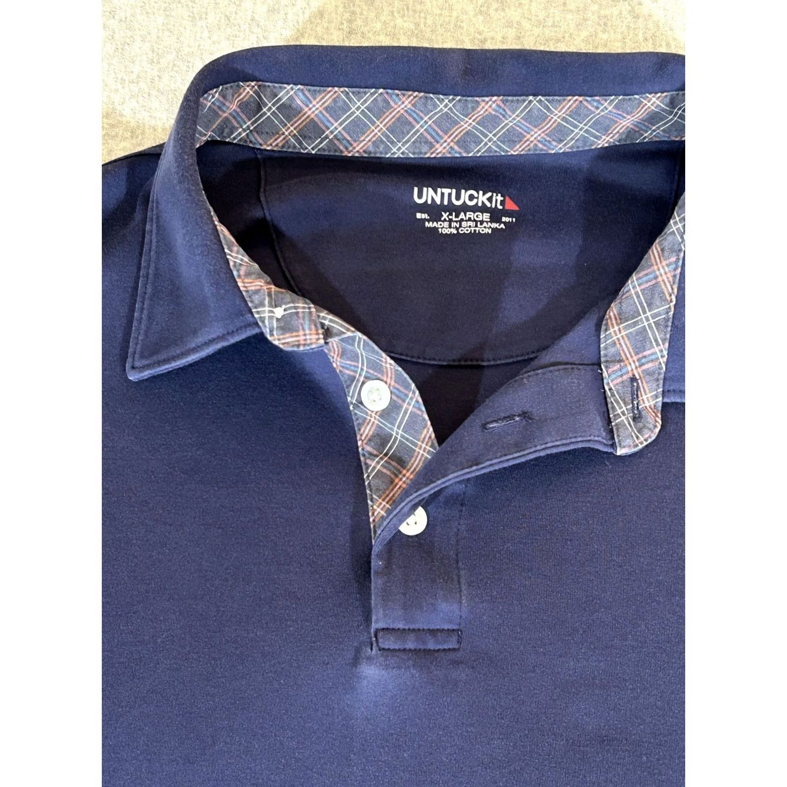 UNTUCKit UNTUCKit Polo Shirt Mens XL Navy Damaschino Placket Long Sleeve Casual Golf Shirt Size US XL / EU 56 / 4 - 3 Thumbnail