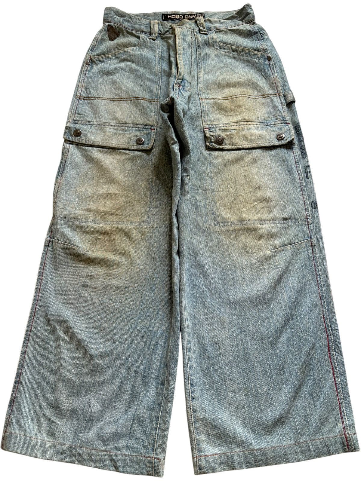 Hobo × JNCO × Japanese Brand Vintage Hobo Mud Wash Cargo Carpenter Loose Baggy Jeans Size US 29 - 1 Thumbnail