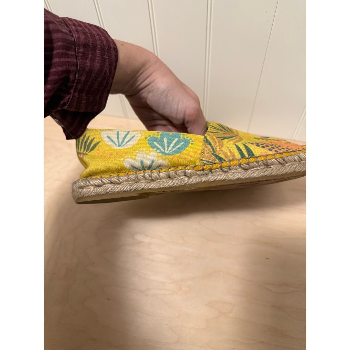 Guru Gudrun Sjoden Yellow Floral Canvas Flats Women Slip-On Espad Size US 7 / IT 37 - 12 Thumbnail