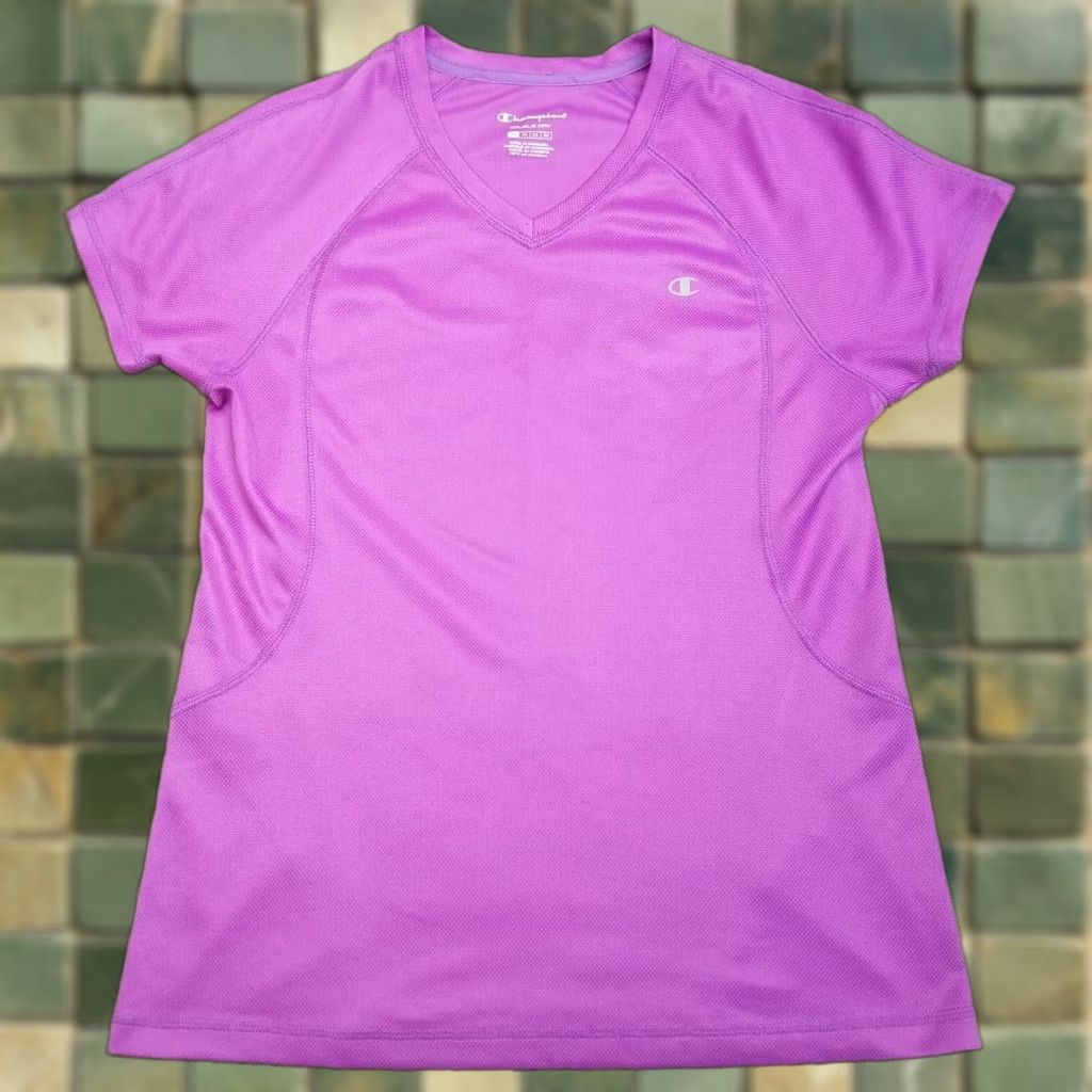 Champion Champion Double Dry Shirt Women Medium Purple Vneck Pullover Performance Stretch Size M / US 6-8 / IT 42-44 - 1 Thumbnail