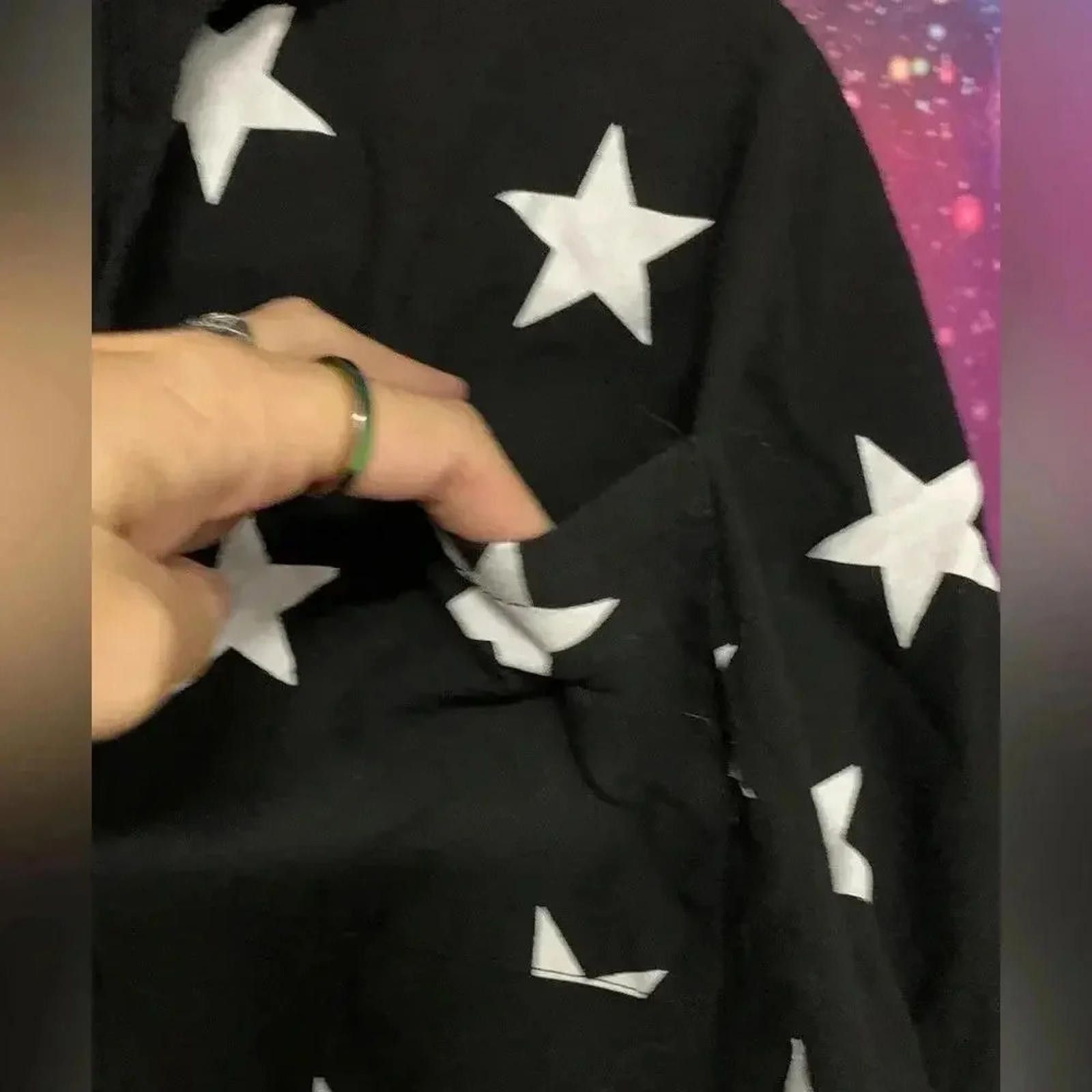 Designer Star-Patterned Black Button-Up Shirt Size L / US 10 / IT 46 - 3 Thumbnail