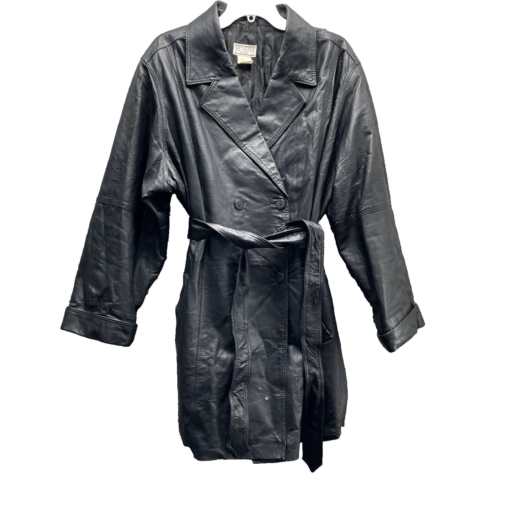 Vintage VINTAGE Venezia Vitale Leather Jacket Women's 3XL 90's Corpcore Business Grunge Coat Jacket Size XXL / US 16-18 / IT 52-54 - 2 Thumbnail