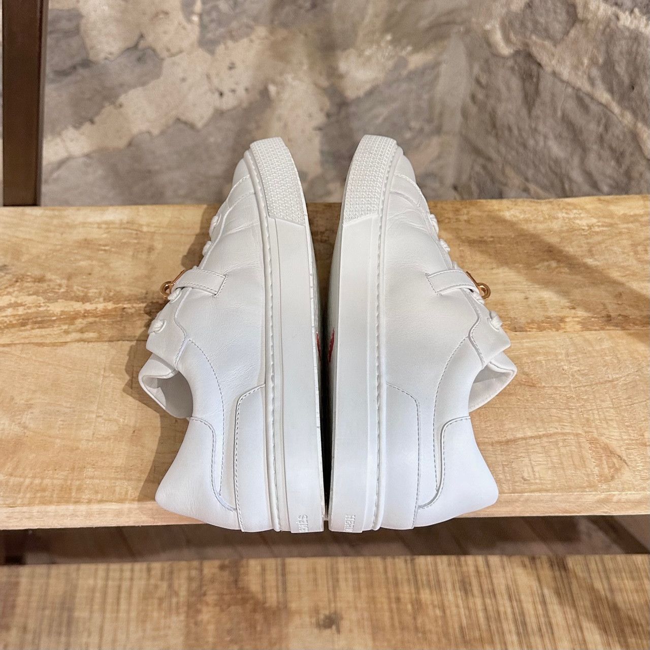 Hermes Hermès White Leather Femme Day Kelly Accent Sneakers Size US 6 / IT 36 - 11 Thumbnail