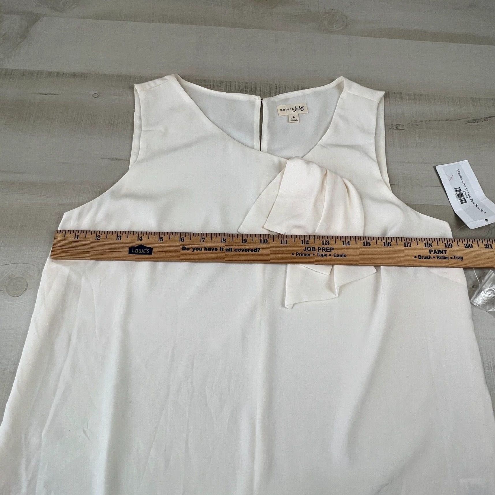 Vintage Maison Jules Womens Semi Sheer Blouse Shirt Top Ivory Large Sleeveless Lined Size L / US 10 / IT 46 - 7 Thumbnail