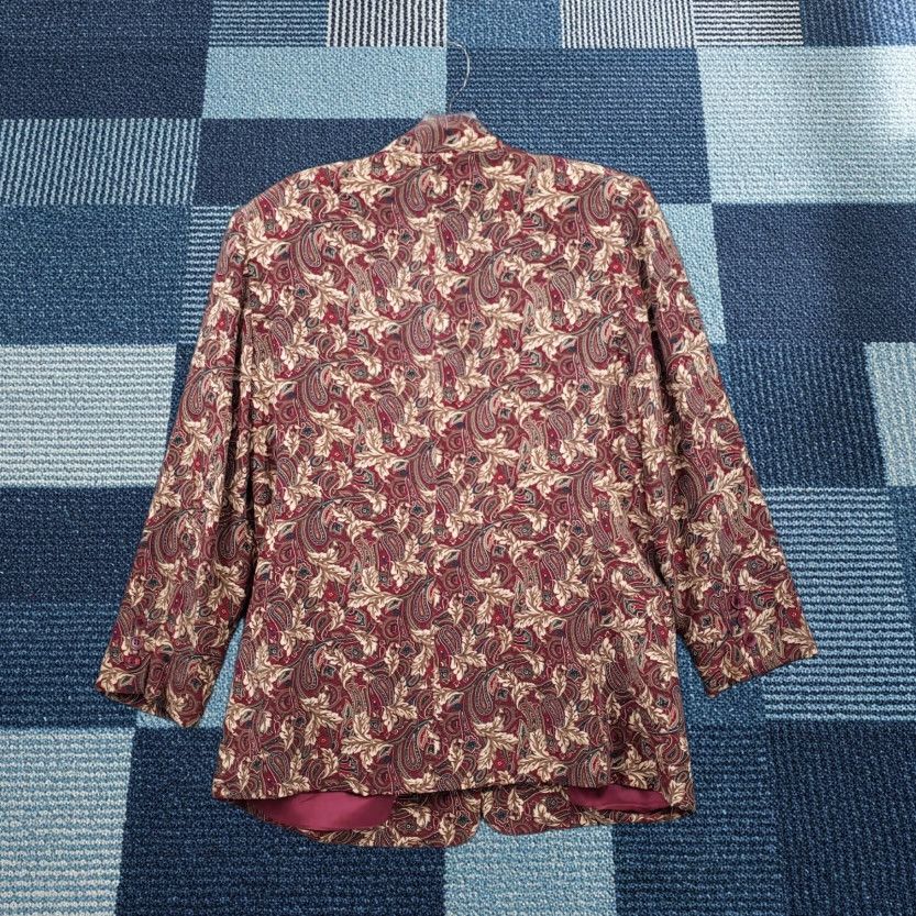 Talbots Talbots Blazer Women 8 Petite Red Paisley Silk Long Sleeve Button Office Formal Jacket Size M / US 6-8 / IT 42-44 - 1 Thumbnail