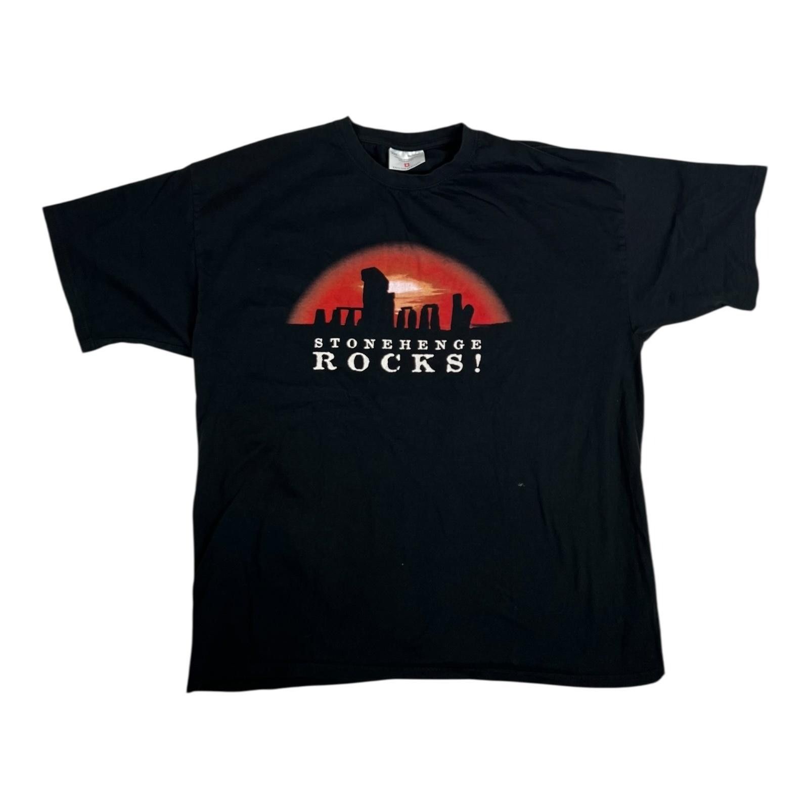 Other Stonehenge Rocks Shirt Mens 2XL Black Graphic T-Shirt Tee En Size US XXL / EU 58 / 5 - 1 Thumbnail