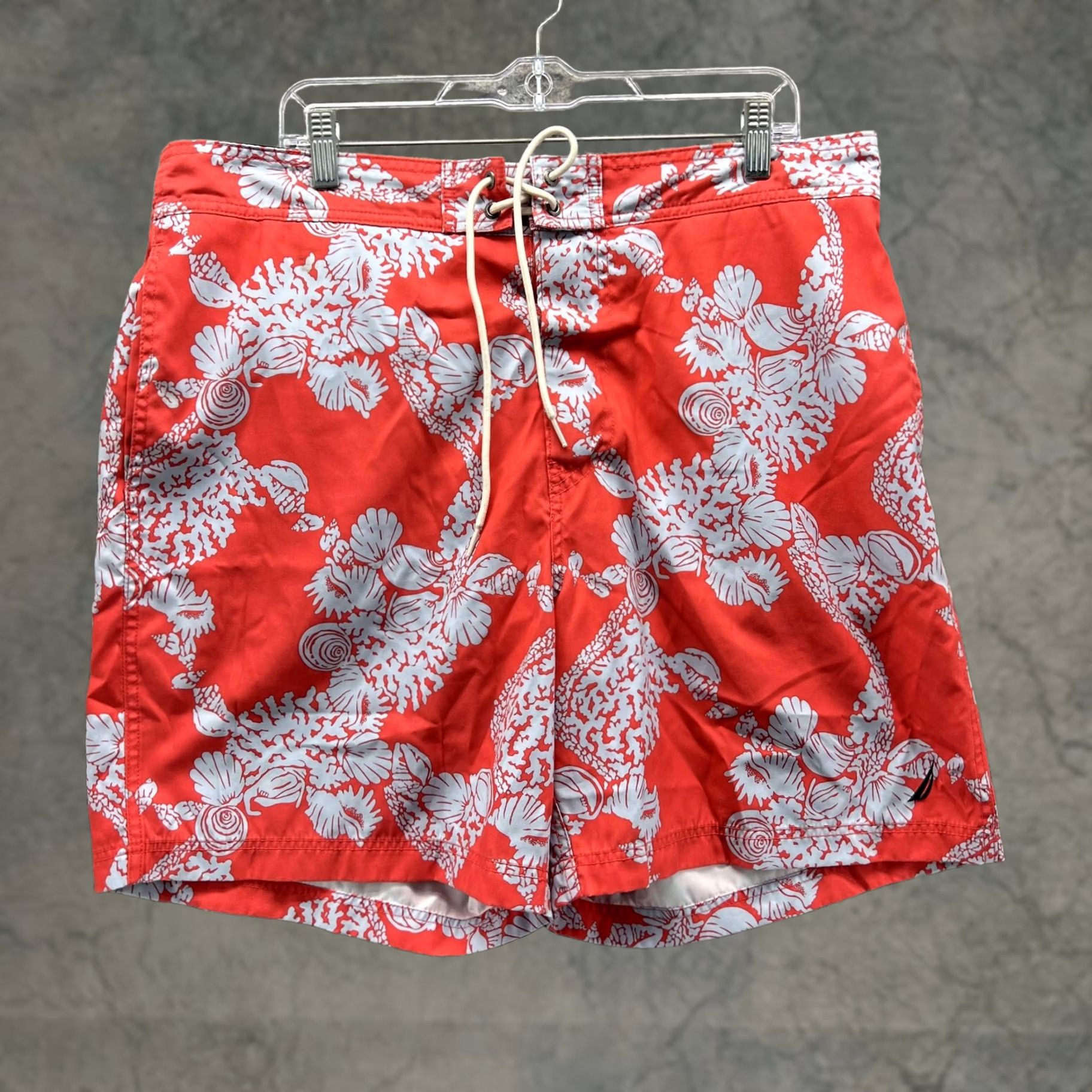 Nautica Nautica Shorts Men XL Trunks Lined Orange Floral Polyester Swimwear Drawstring Size US 36 / EU 52 - 1 Thumbnail