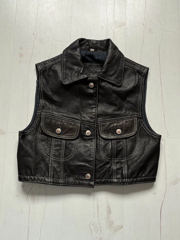 Vintage Falco Leather 90s Biker Vest Airbrush Art Horse by Roland Size S / US 4 / IT 40 - 2 Thumbnail