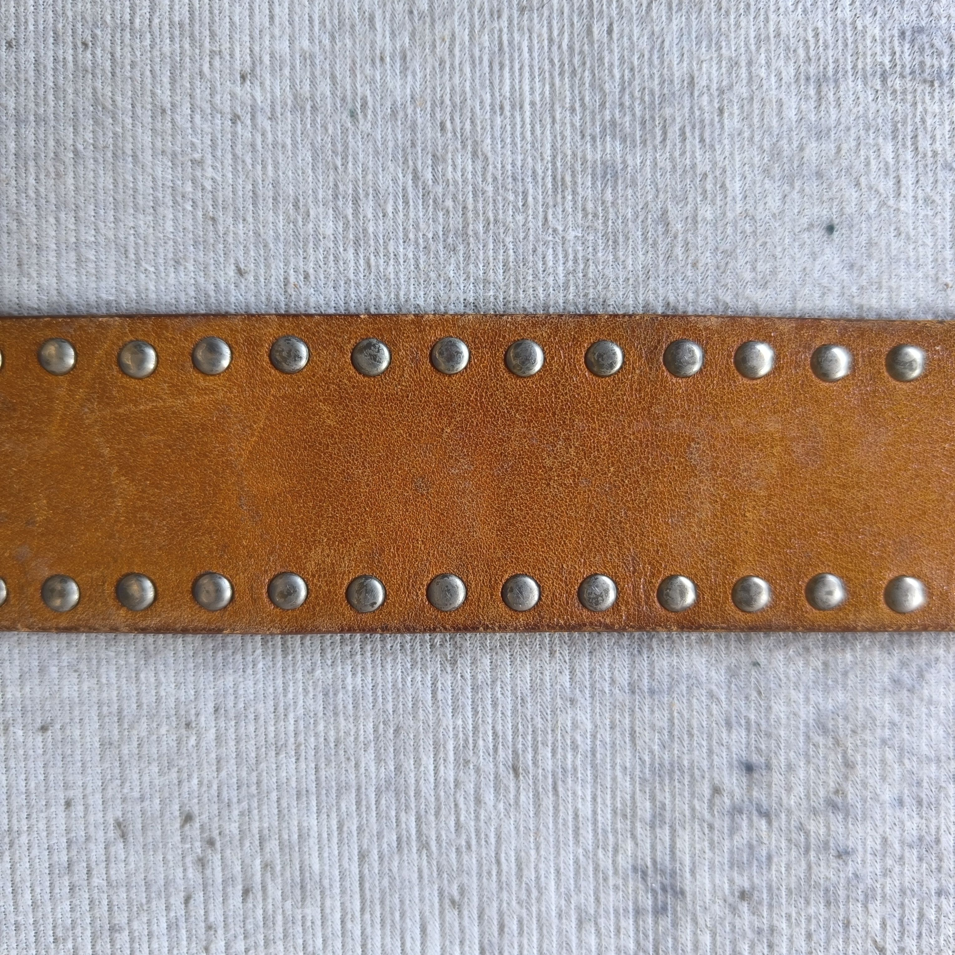 If Six Was Nine 💥 Vintage solid brass garrison stud punk rock leather belt Size ONE SIZE - 6 Thumbnail