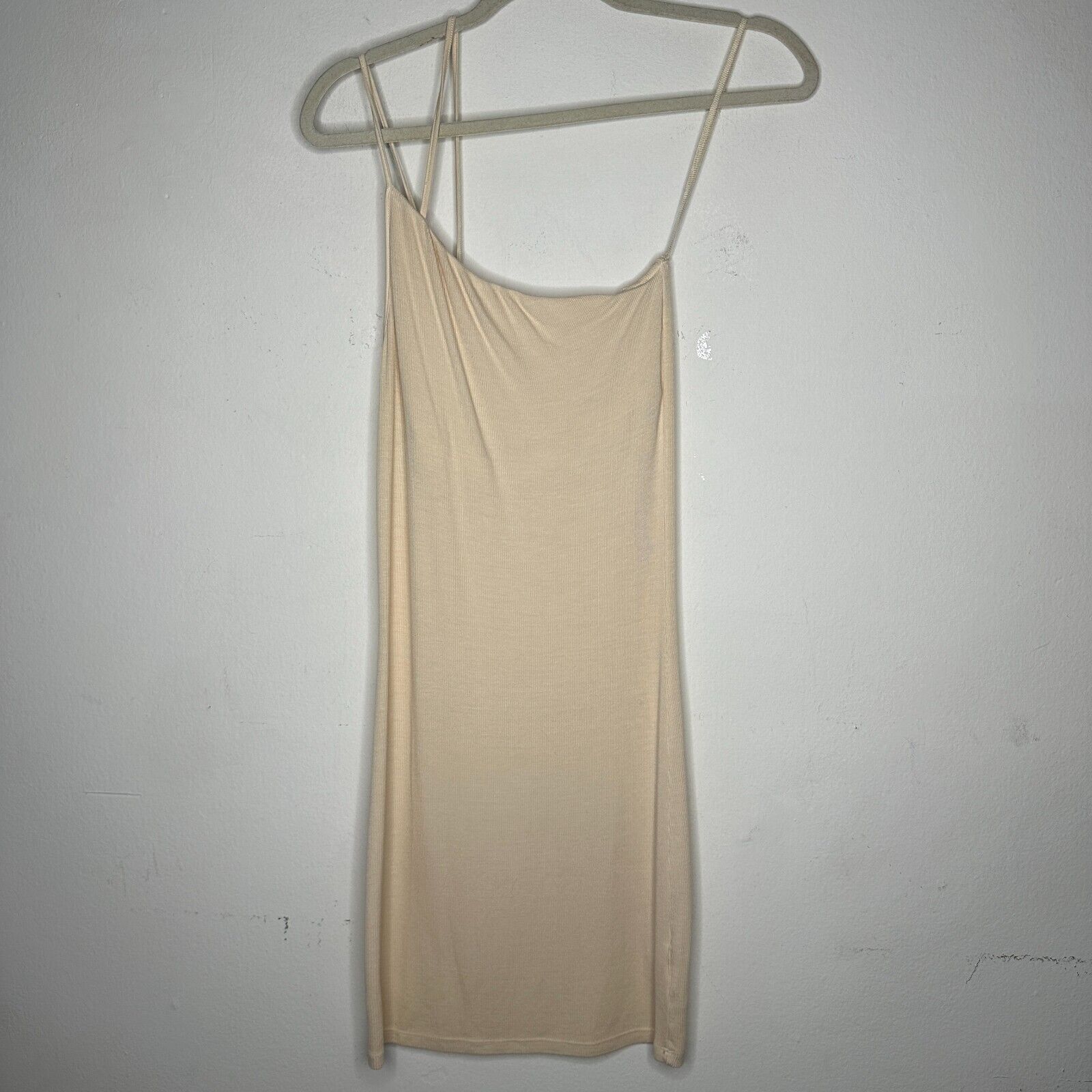Enza Costa Enza Costa Cream One Shoulder Spaghetti Strap Bodycon Mini M Size M / US 6-8 / IT 42-44 - 1 Thumbnail