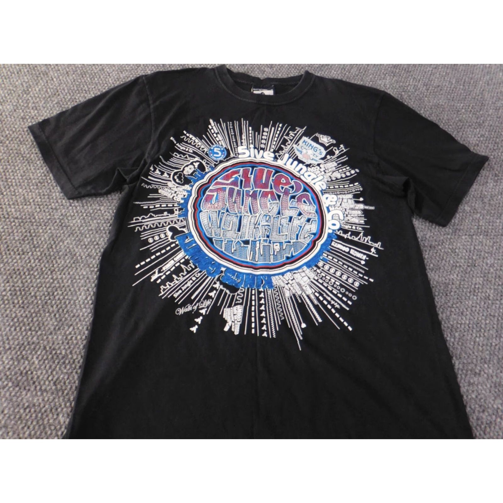 Vintage 5ive jungle Shirt XL Black Mens T-Shirt Short Sleeve Crew Neck Hip Hop Vintage Grunge Logo Breathable Regular Size US XL / EU 56 / 4 - 3 Thumbnail