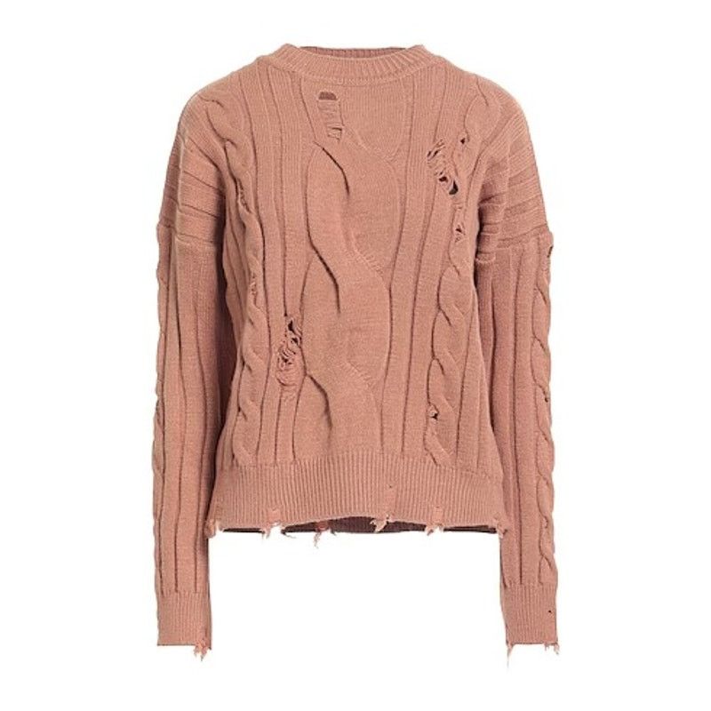 Pinko Pinko Dai Dai Distressed Ribbed Knit Sweater Brown Size S Size S / US 4 / IT 40 - 13 Thumbnail