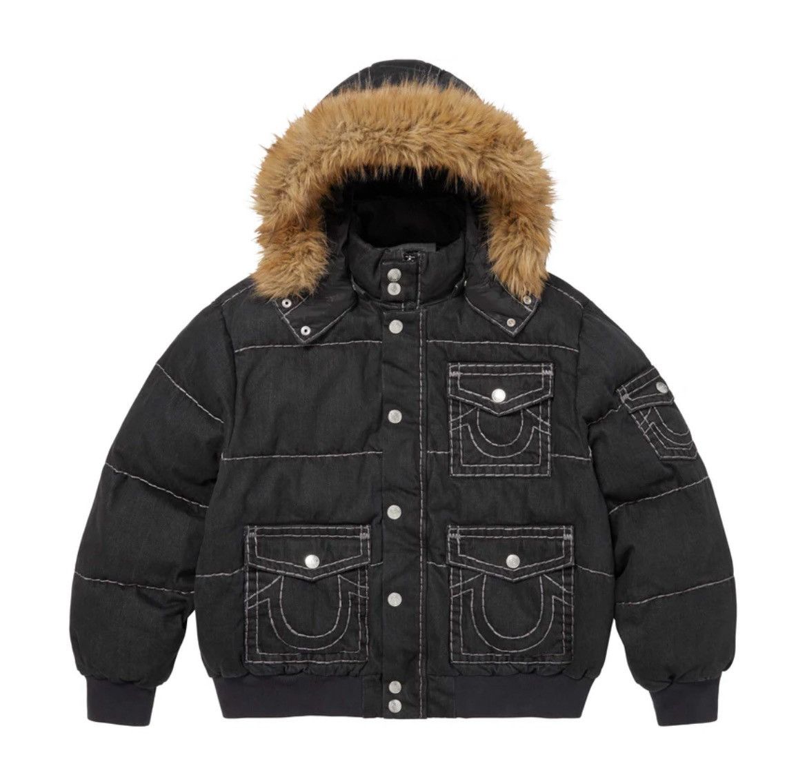 Supreme True Religion Puffer Jacket Black FW25
