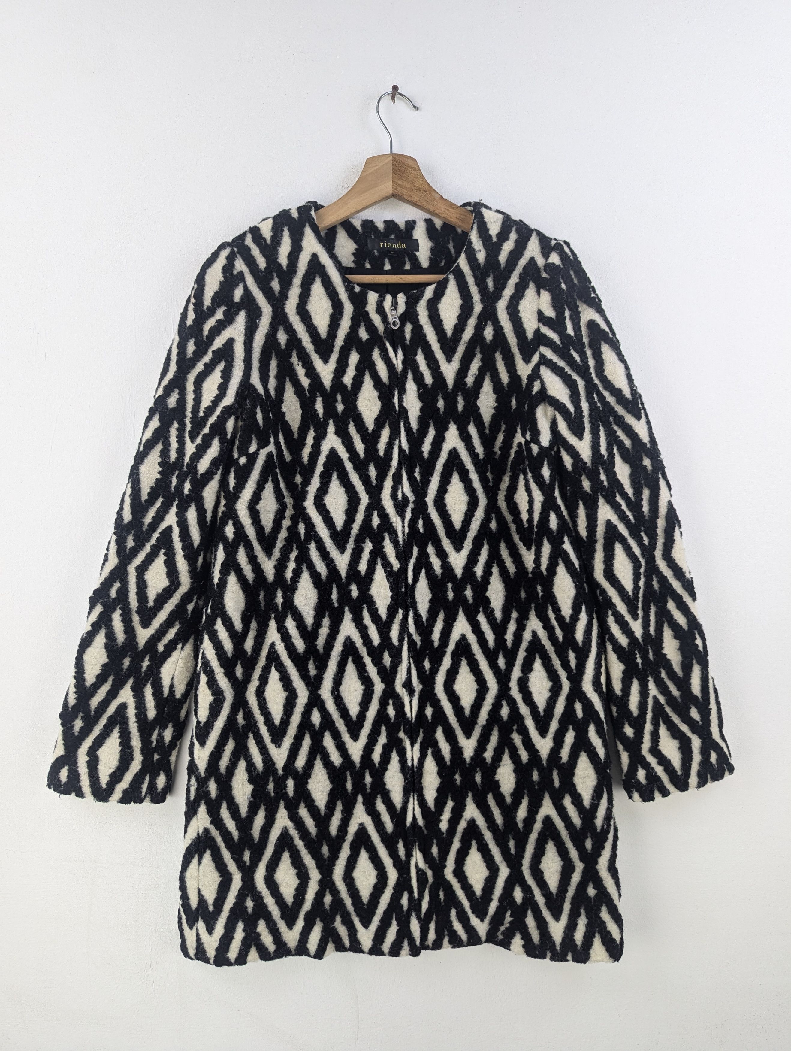 Vintage Japanese Brand Cardigan Long Jacket Diamond