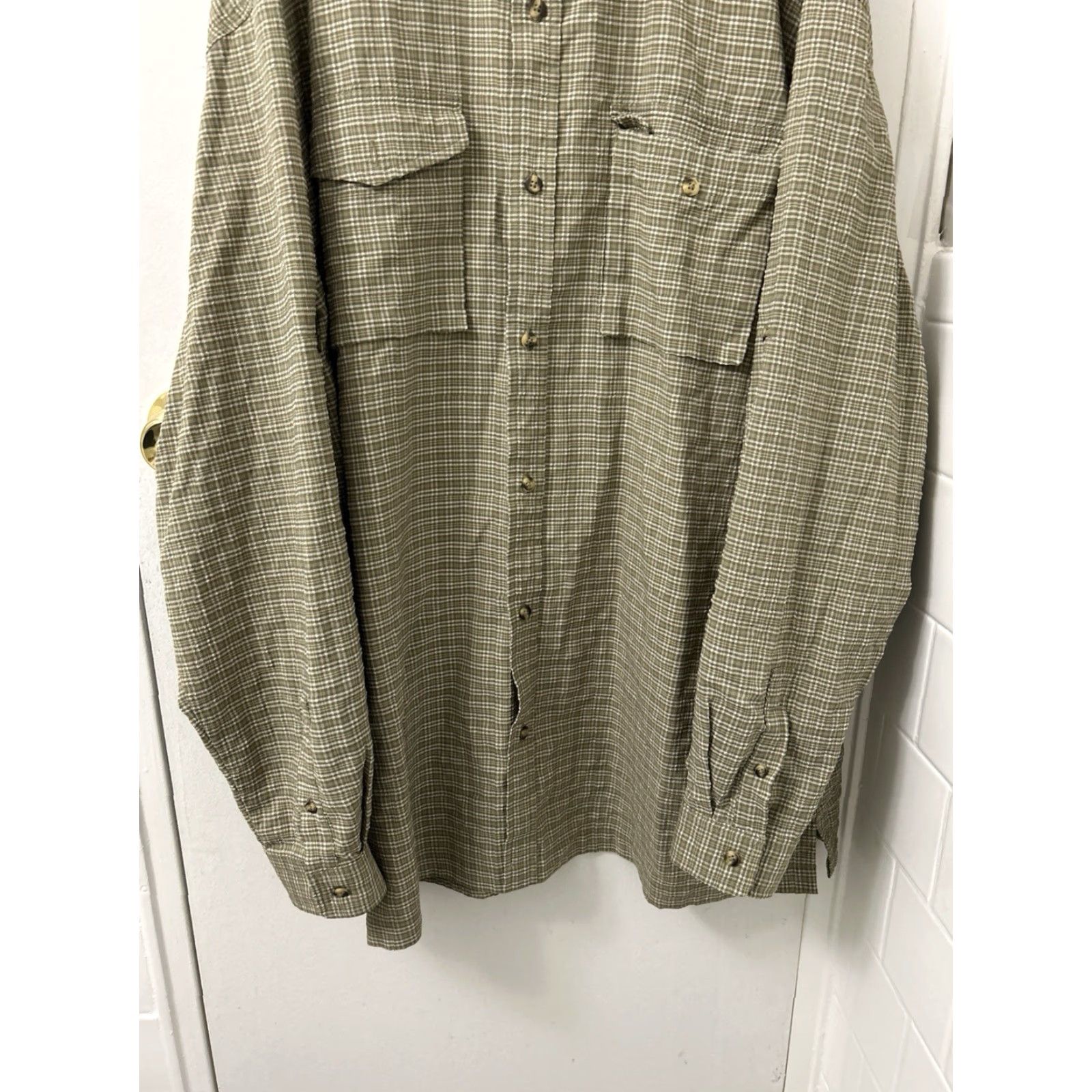 Vintage VINTAGE LL Bean Shirt Mens XL Green Plaid Button Down Pockets Outdoor L/S Knit? Size US XL / EU 56 / 4 - 3 Thumbnail