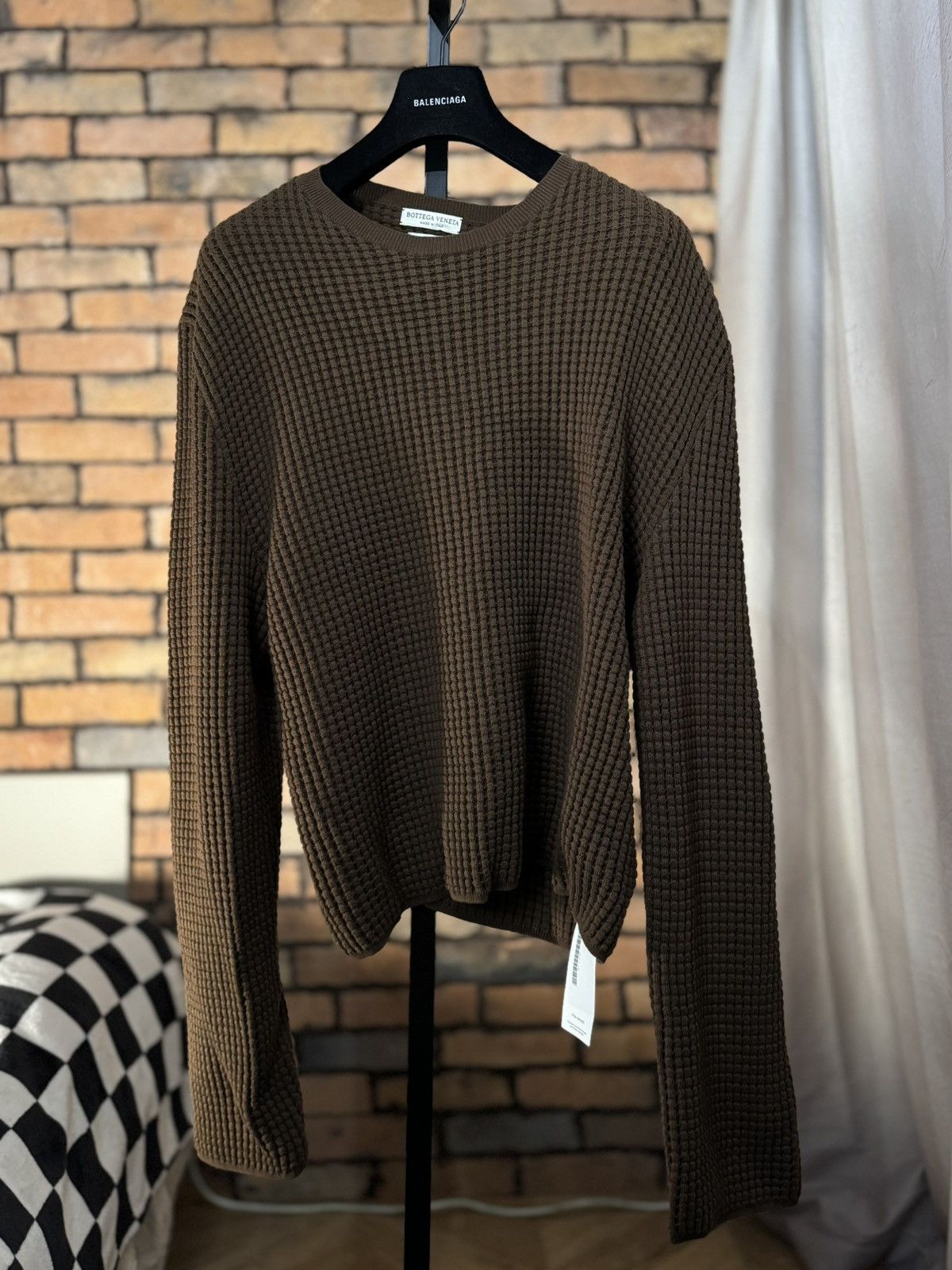 FW19 $2385 WAFFLE CASHMERE BLEND CHUNKY SWEATER CREWNECK