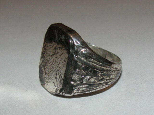 Designer Large Square Shaped Antiqued Silver Signet Ring Alberto Juan Size ONE SIZE - 5 Thumbnail