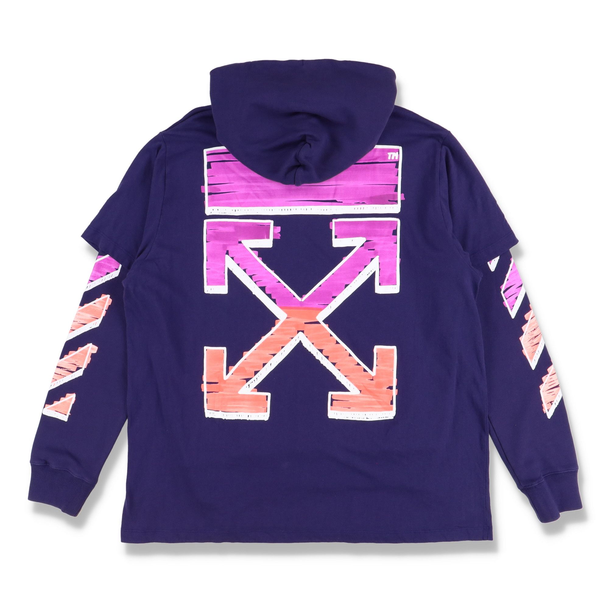 Off-White Blue Marker Arrows Oversized Layered Tee Hoodie Size US XS / EU 42 / 0 - 1 Thumbnail