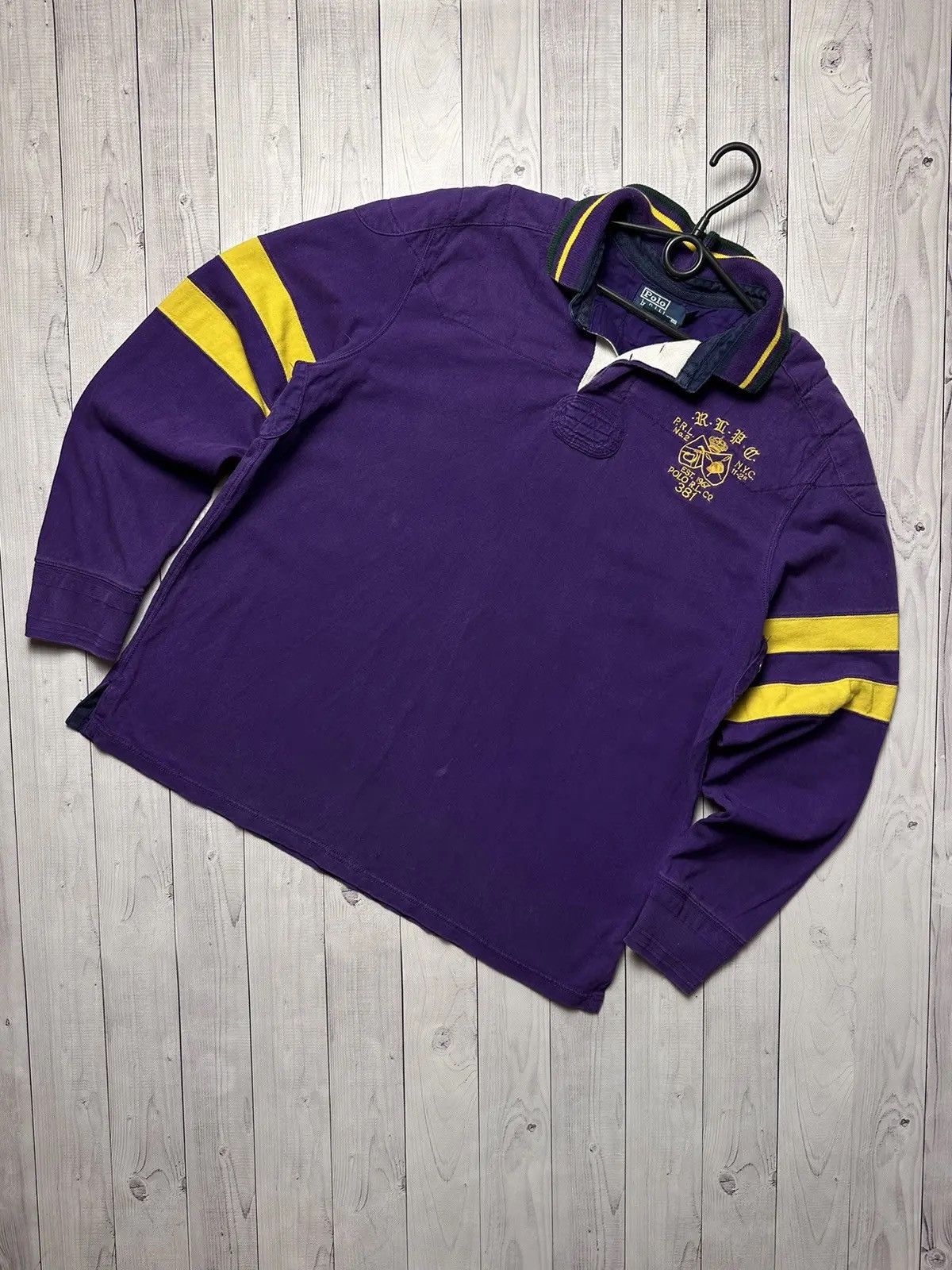 Vintage Vintage polo Ralph Lauren size XXL logo rare purple yellow Size US XXL / EU 58 / 5 - 2 Thumbnail