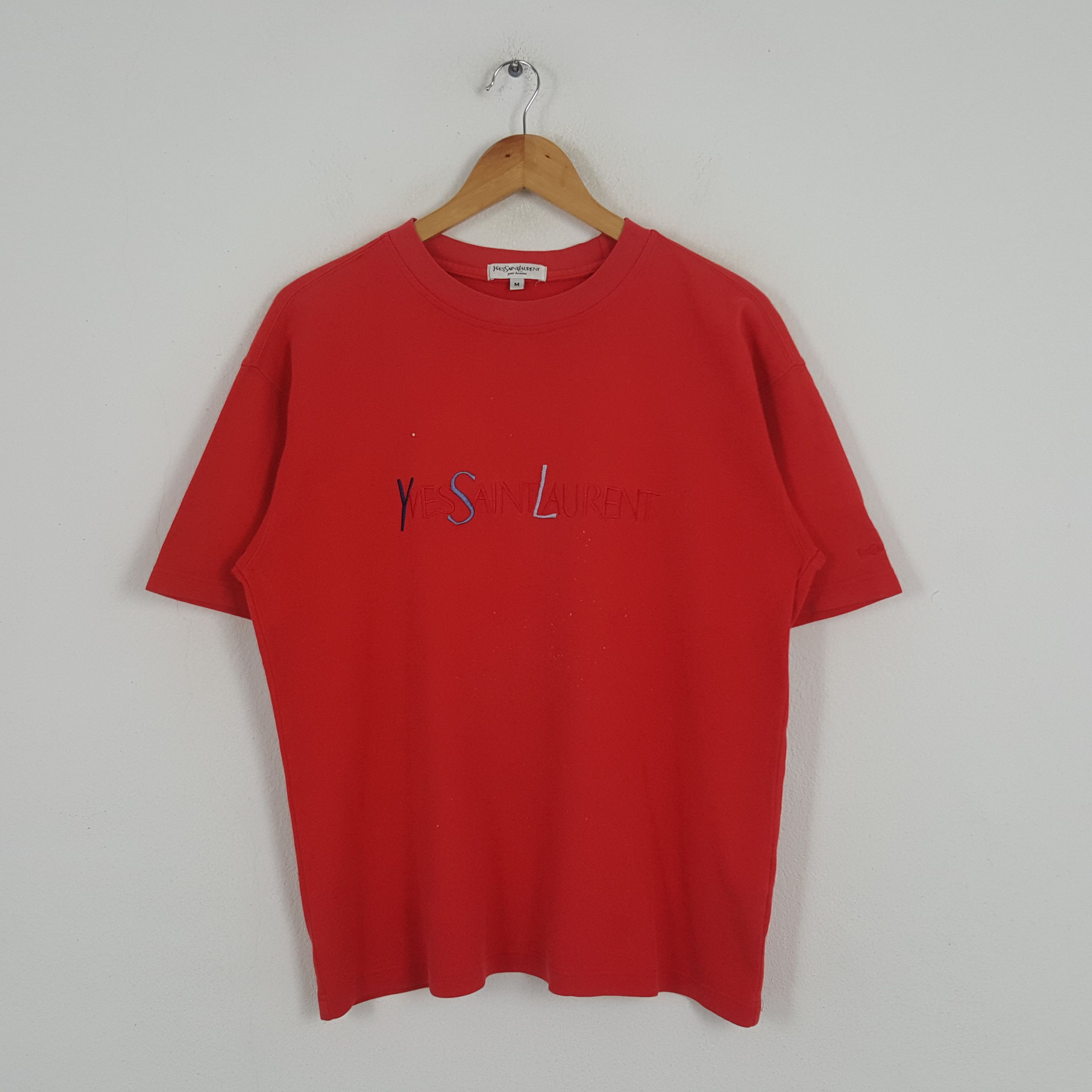 Vintage × Yves Saint Laurent Vintage Yves Saint Laurent Italian Brand Spellout Tshirt Size US L / EU 52-54 / 3 - 1 Thumbnail