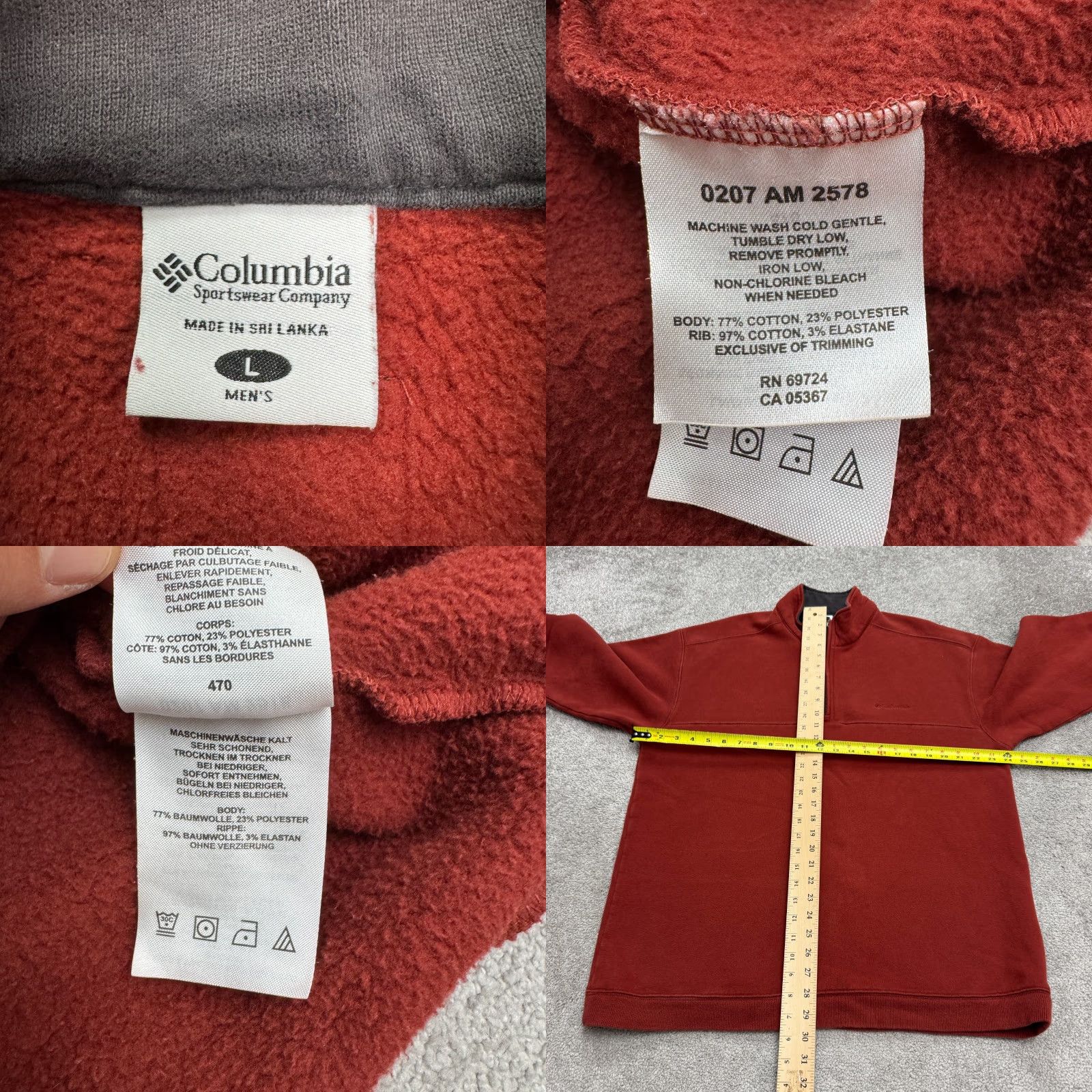 Rusty Columbia 1/4 Zip Pullover Sweatshirt Mens Large Rust Brown Fleece Outdoor Hiking Size US L / EU 52-54 / 3 - 8 Thumbnail
