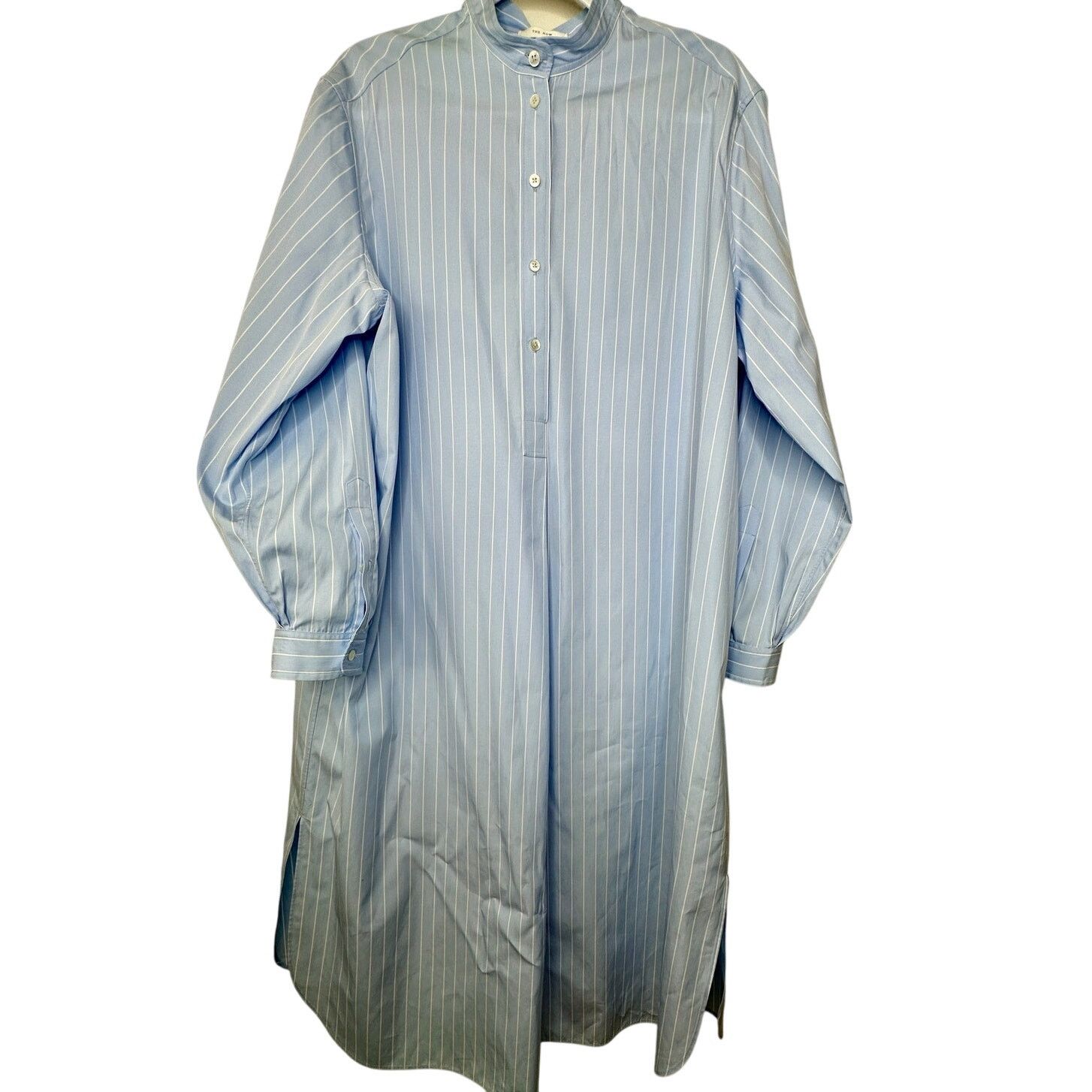 The Row NWT The Row Karl Blue & White Stripe Long Sleeve Shirt Dress Size L / US 10 / IT 46 - 1 Thumbnail