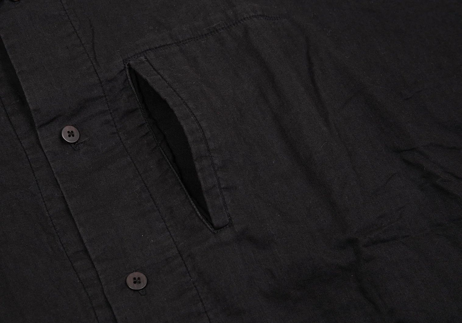 Issey Miyake High-Neck Cotton Gauze Shirt in Black, Size L Size US L / EU 52-54 / 3 - 6 Thumbnail