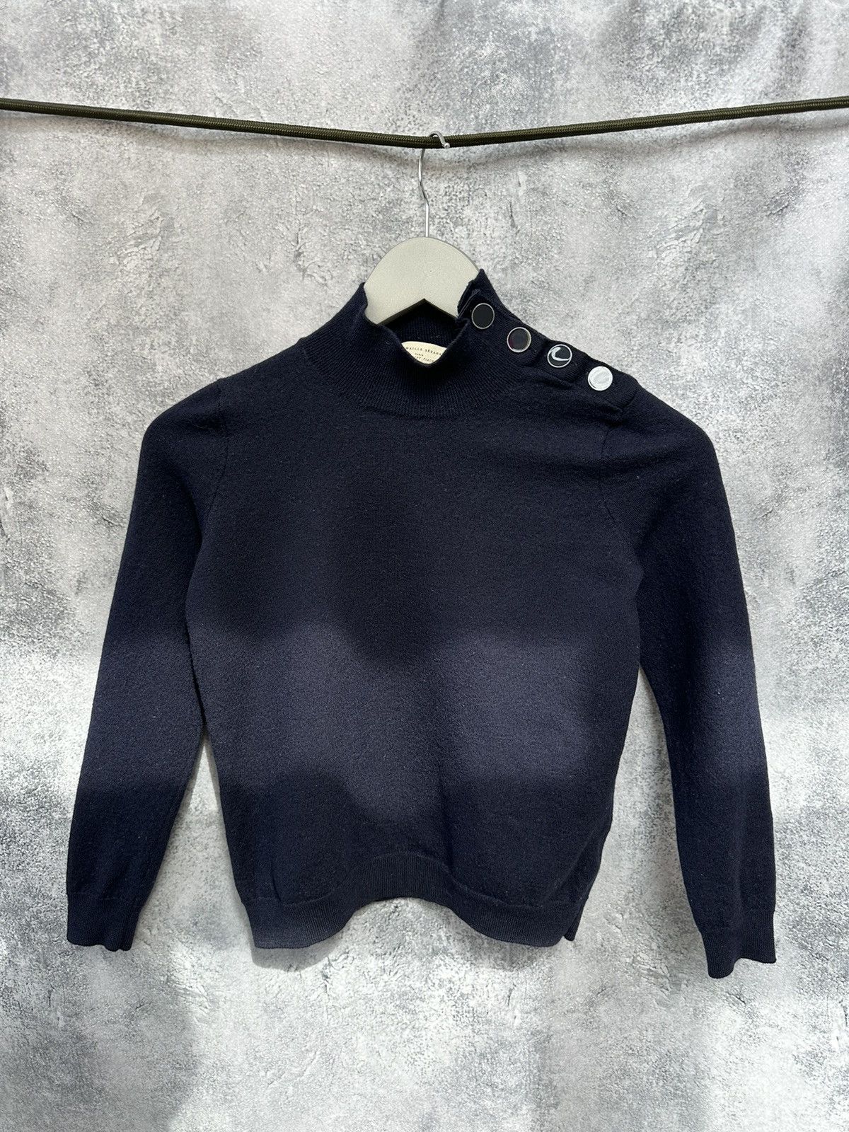 Sezane Sezane Jacob Jumper Navy Italy Merino Wool Sweater Size XS / US 0-2 / IT 36-38 - 2 Thumbnail