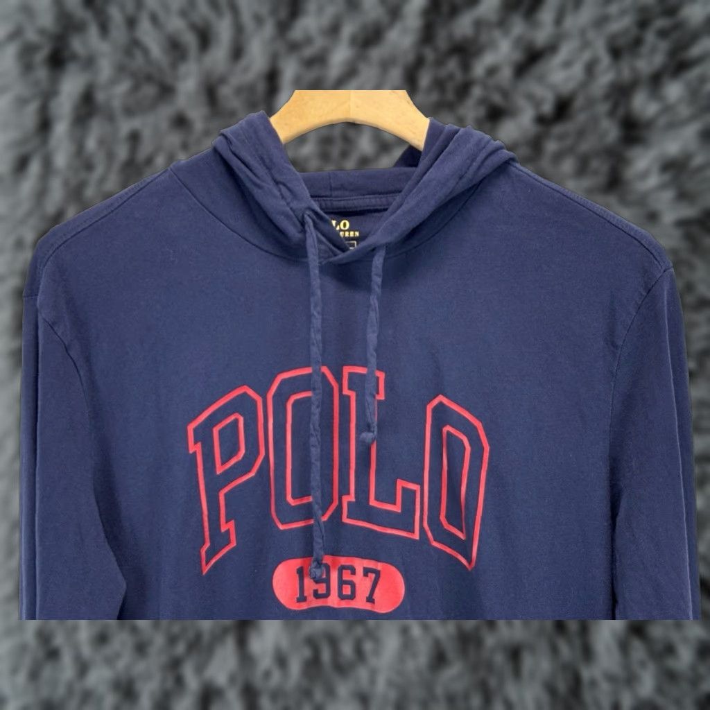 Polo Ralph Lauren VINTAGE Polo Ralph Lauren Hooded Shirt M Navy Red Graphic Spellout Preppy Polo Classic Mens Size US M / EU 48-50 / 2 - 1 Thumbnail