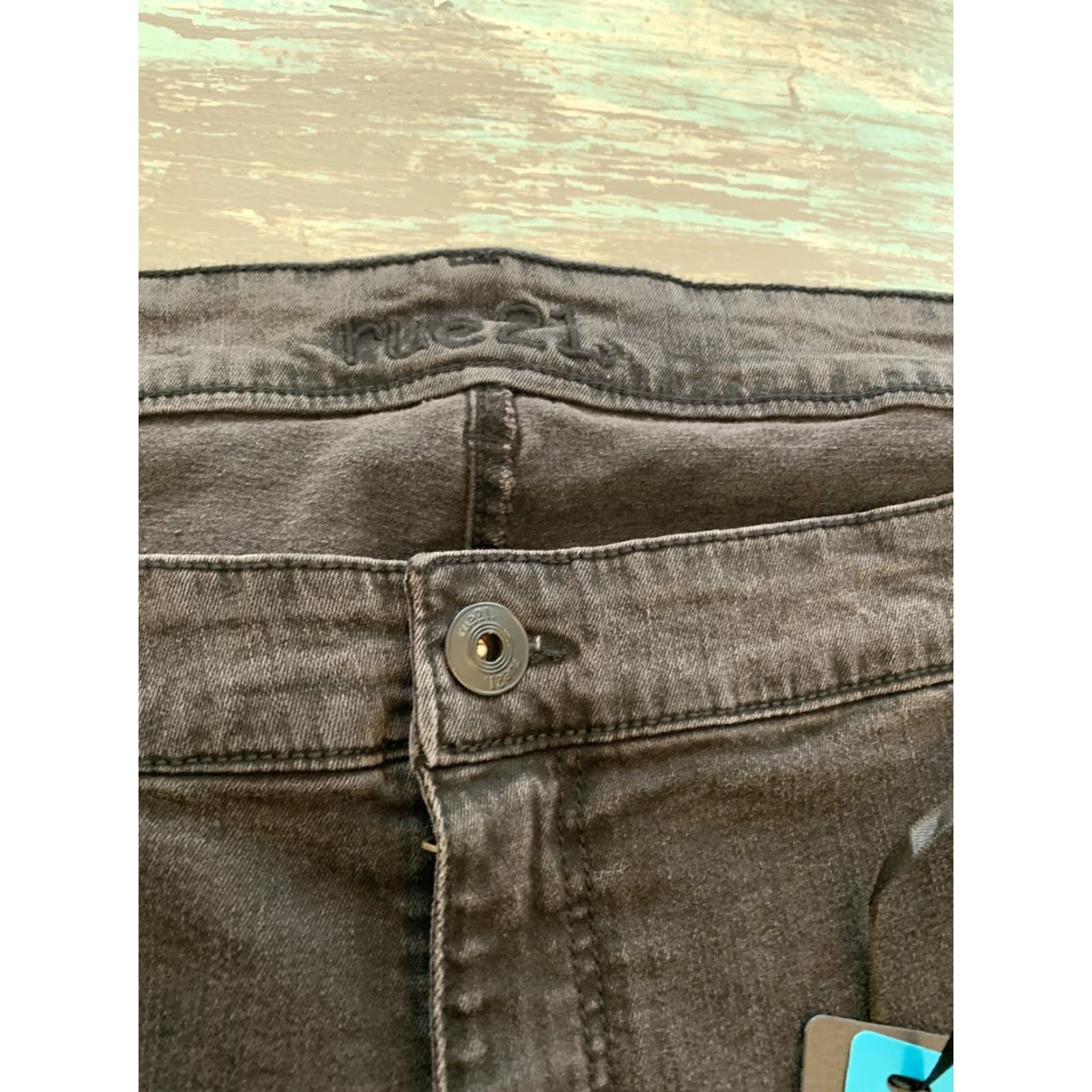 Vintage Rue+ 22W Women's Plus Size Black Distressed Mid Rise Jeggings New Stretch Frayed Size 40" / US 18 - 7 Thumbnail
