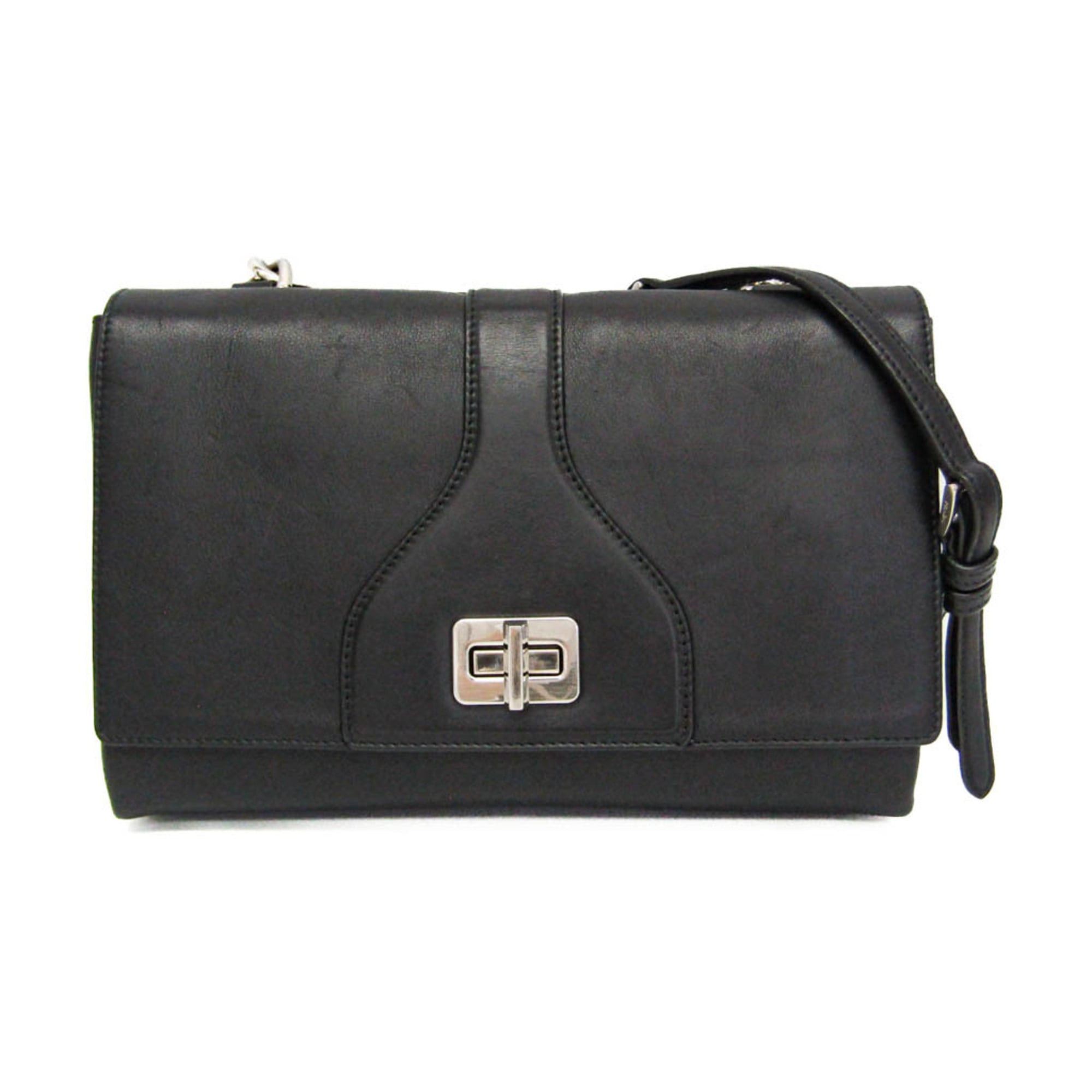 Prada Prada Double Flap Chain Shoulder Bag Women's Leather Shoulder Bag Black Size ONE SIZE - 1 Thumbnail