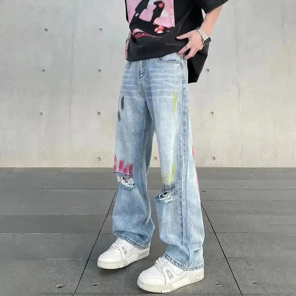Japanese Brand Abstract Graphic Splash-ink Ripped Jeans Size US 32 / EU 48 - 1 Thumbnail