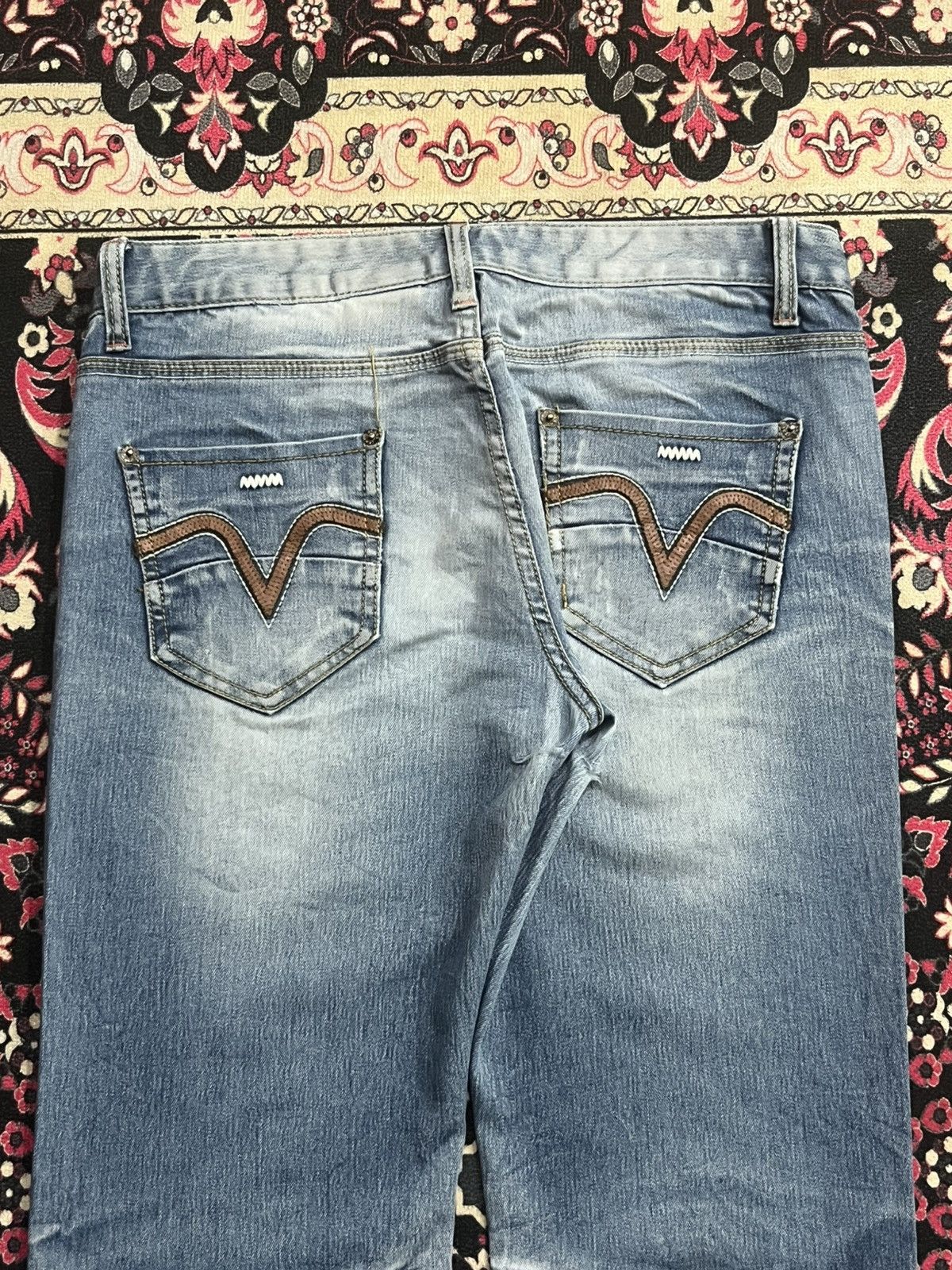 Tornado Mart ⚡️Flare⚡️Vintage Japanese Brand Ruby Denim Whisker Blue Jeans Size US 32 / EU 48 - 6 Thumbnail