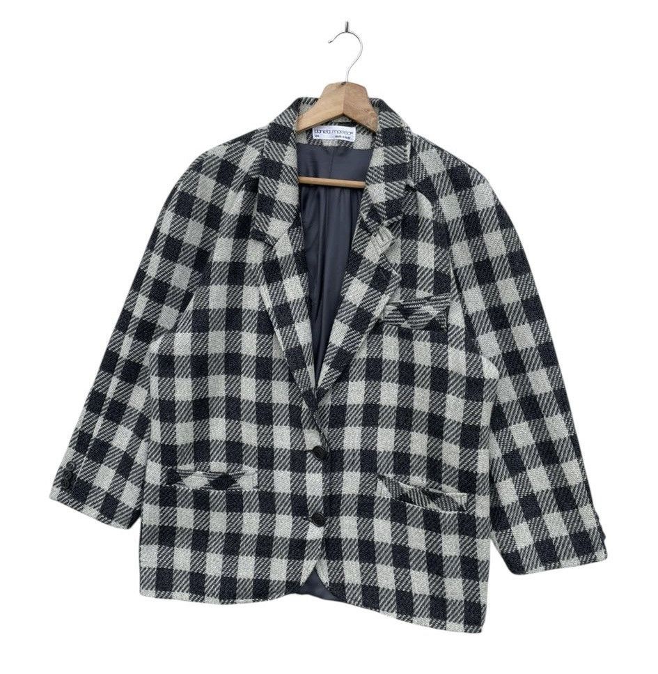 Vintage RARE🔥 Daniela Maeea Black And White Plaid Wool Blazer Jacket Size US M / EU 48-50 / 2 - 2 Thumbnail